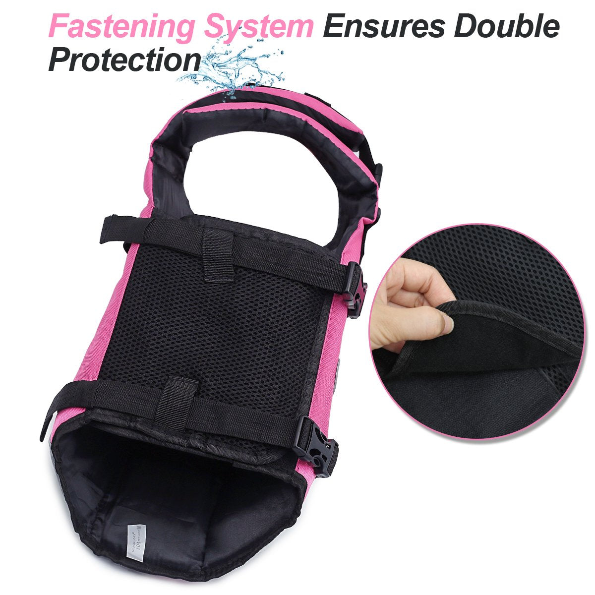 Vivaglory Ripstop Dog Life Vest, Reflective & Adjustable Life Jacket For Dogs With Rescue Handle For Swimming & Boating, Pink, S