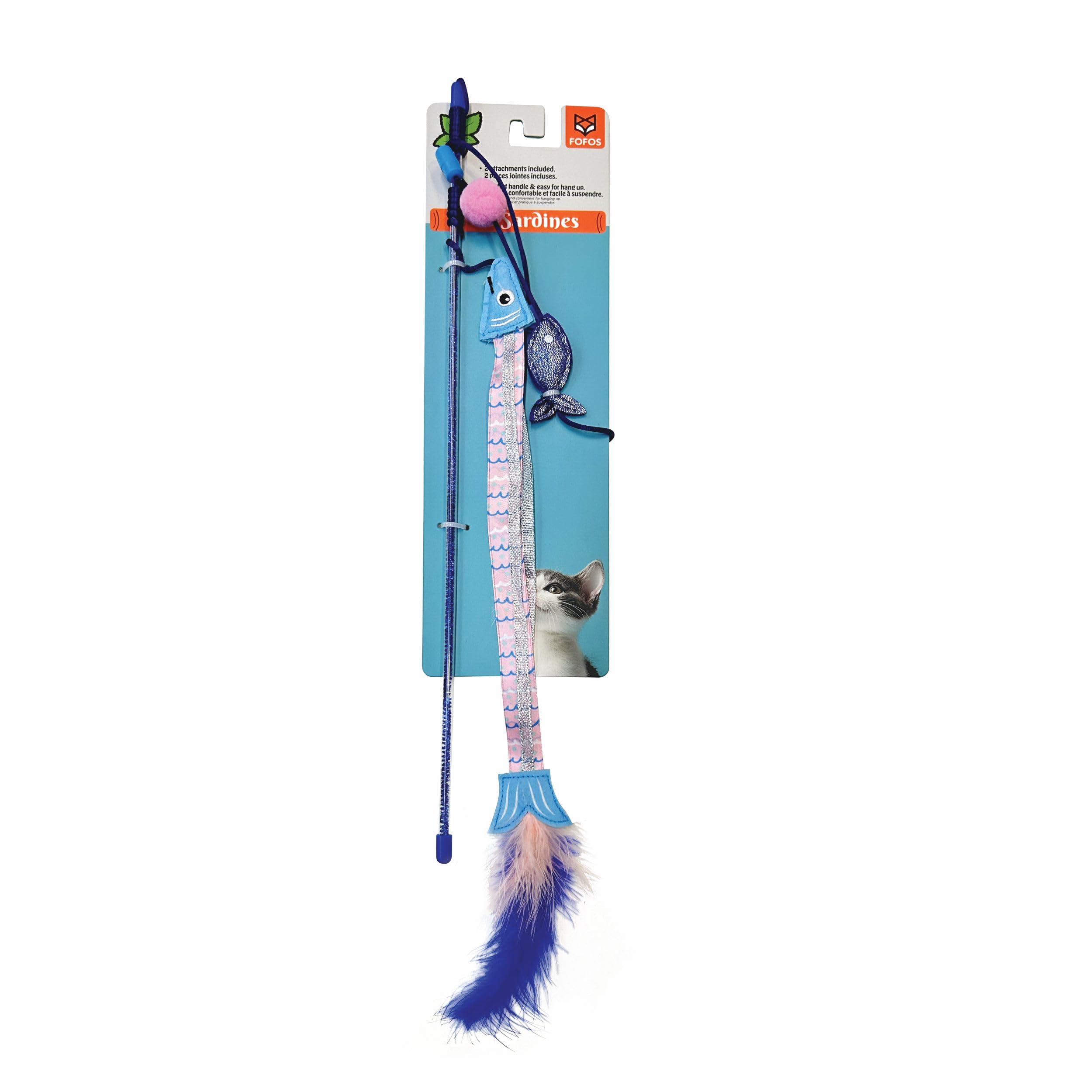Barkbutler X Fofos Sardine Wand Toy 2Pk  Catnip Toys For Cats, Interactive Cat Teaser Toys  Blue