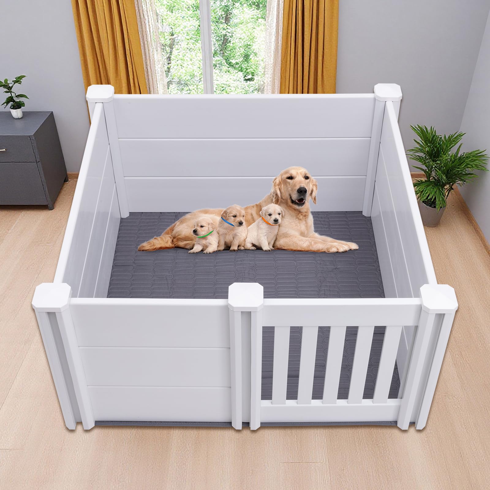 Whelping Box For Dogs,38 * 38 * 19In Whelping Box For Puppies With Adjustable Height Door,Pvc Puppy Playpen,Puppy Whelping Suppl