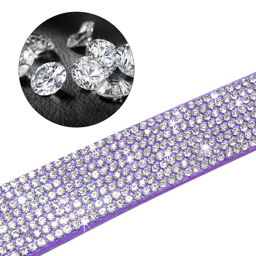 Jxinrong Rhinestone Dog Collar, Cute Dazzling Sparkling Soft Suede Leather Dog Cat Rhinestone Collar Crystal Diamond Pet Dog Puppy Collar