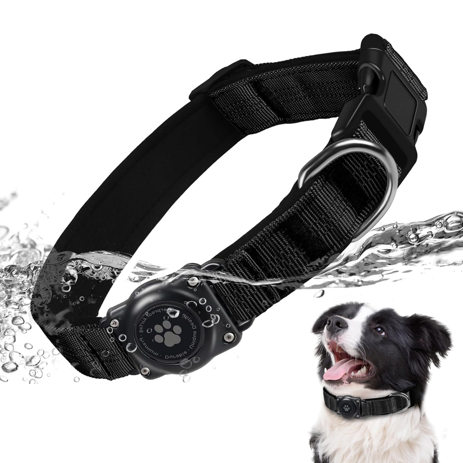 Reflective Air Tag Dog Collar - 100% Waterproof Dog Collar AirTag Holder | Extra-Durable, Soft Padded AirTag Dog Collars for Sma