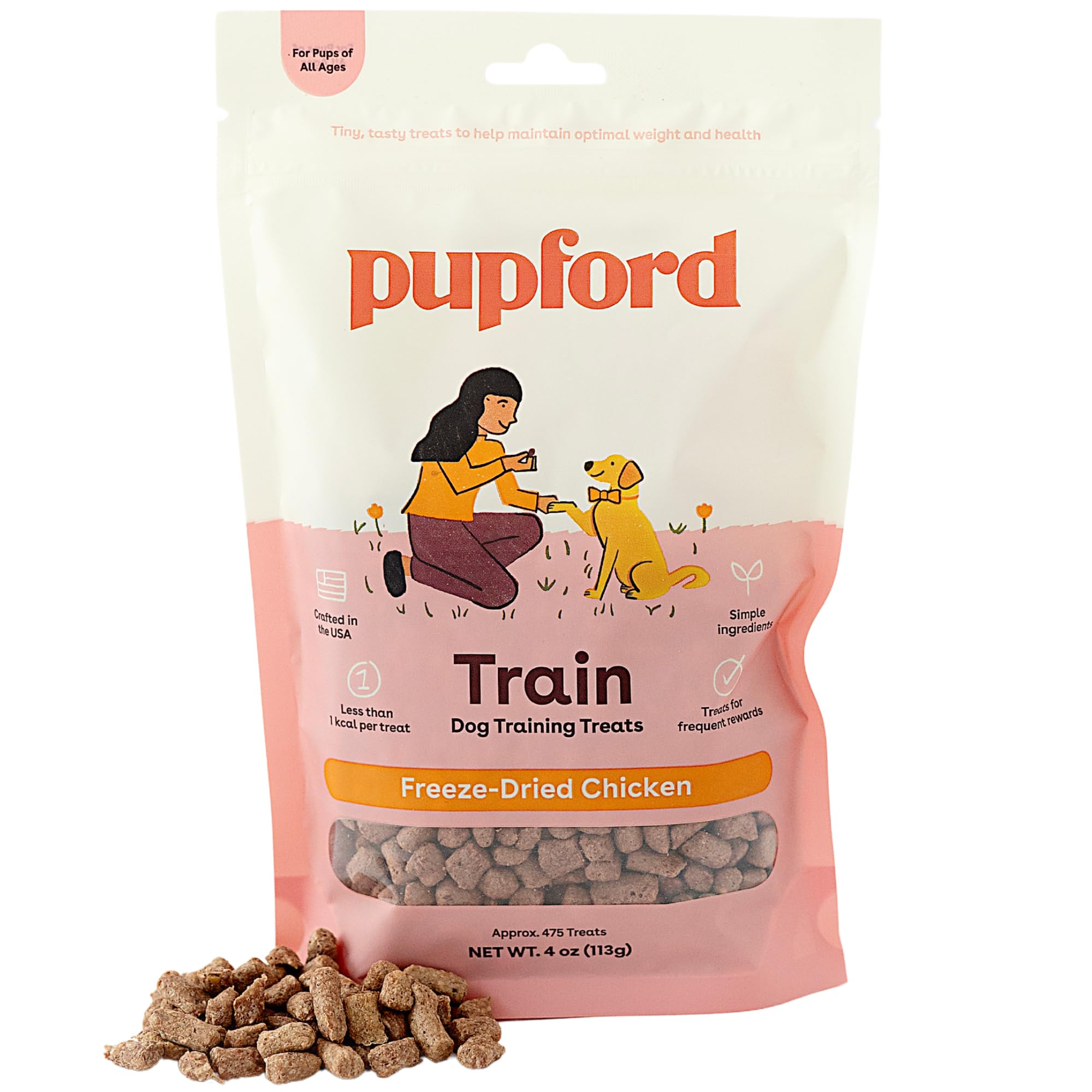 Pupford Freeze Dried Training Treats for Dogs & Puppies, 475+ Two Ingredient Bites (Chicken, 4 oz)