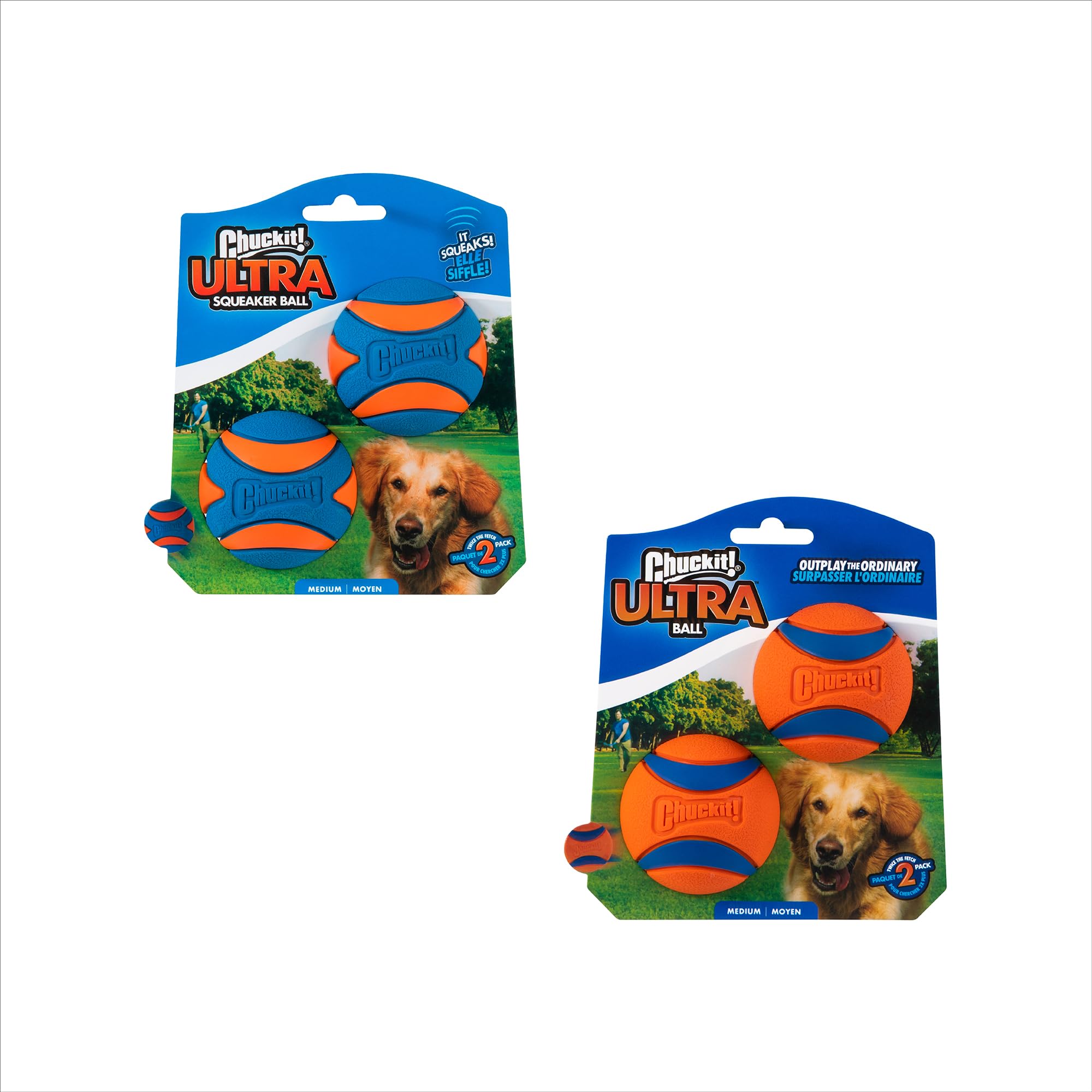 Chuckit! Ultra Ball Dog Toy - Medium Bouncy Fetch Balls for Dogs 20-60 lbs - Made from Durable Rubber - Floating Water Pet Toys