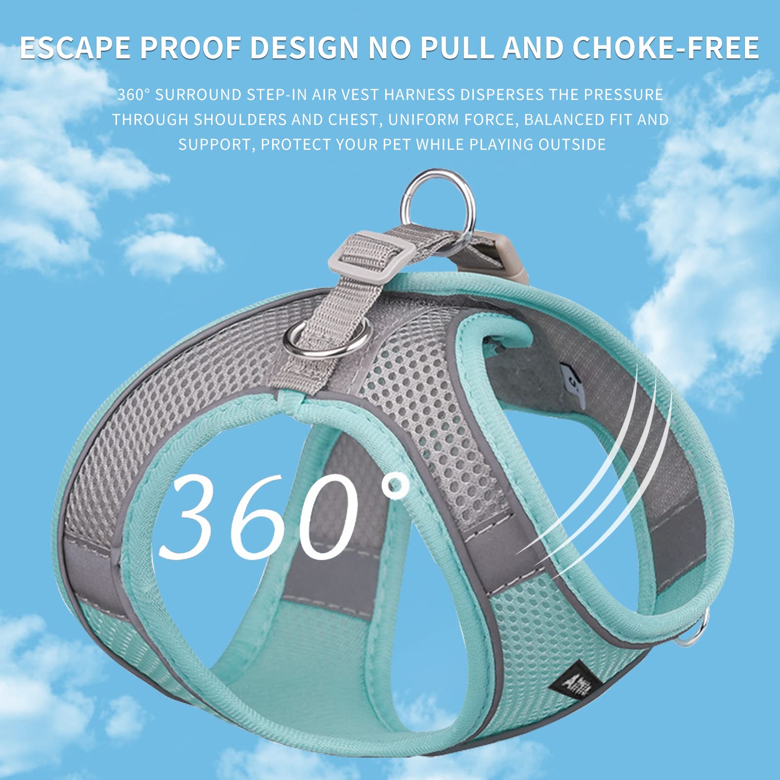 Aiitle Step In Dog Harness And Leash Set - Spring No Pull Escape Proof Vest Harnesses With Soft Mesh And Reflective Bands, Adjus