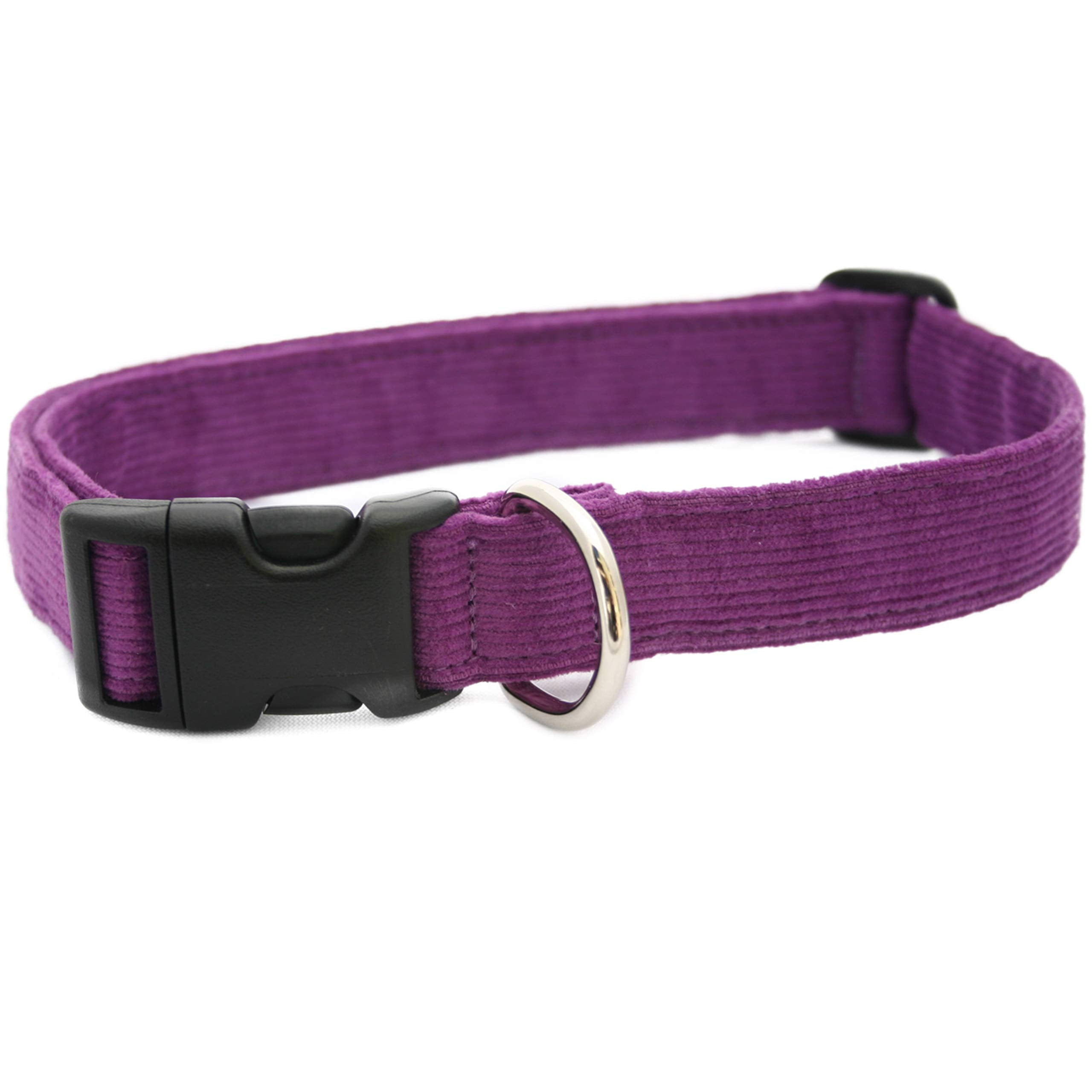 Hemp Corduroy Dog Collar - No Pattern (1' Large, Plum)
