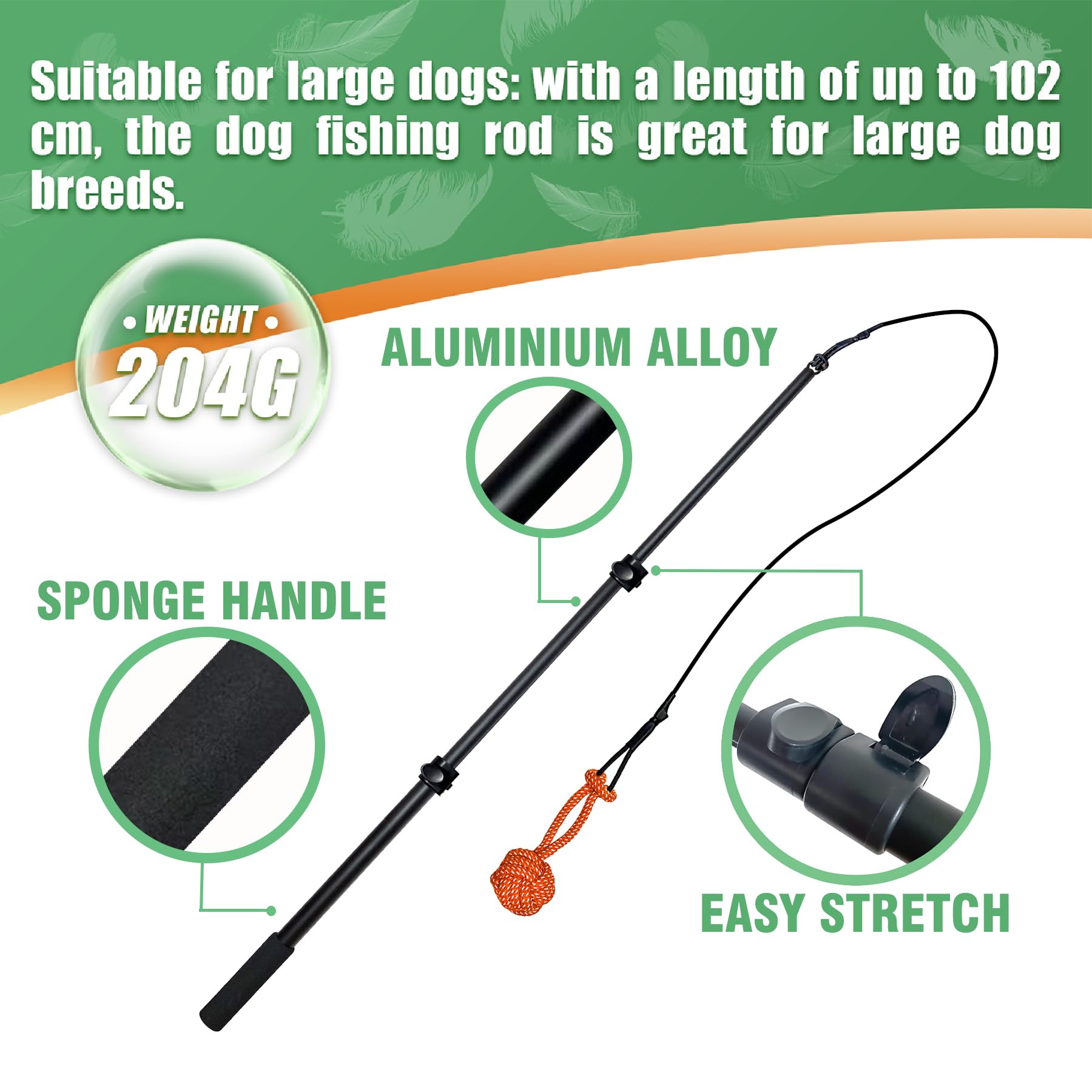 Sailstart Flirt Pole For Dogs Heavy Duty 40Inch Extendable Aluminum Alloy Dog Flirt Pole For Large/Medium/Small Gogs,Interactive