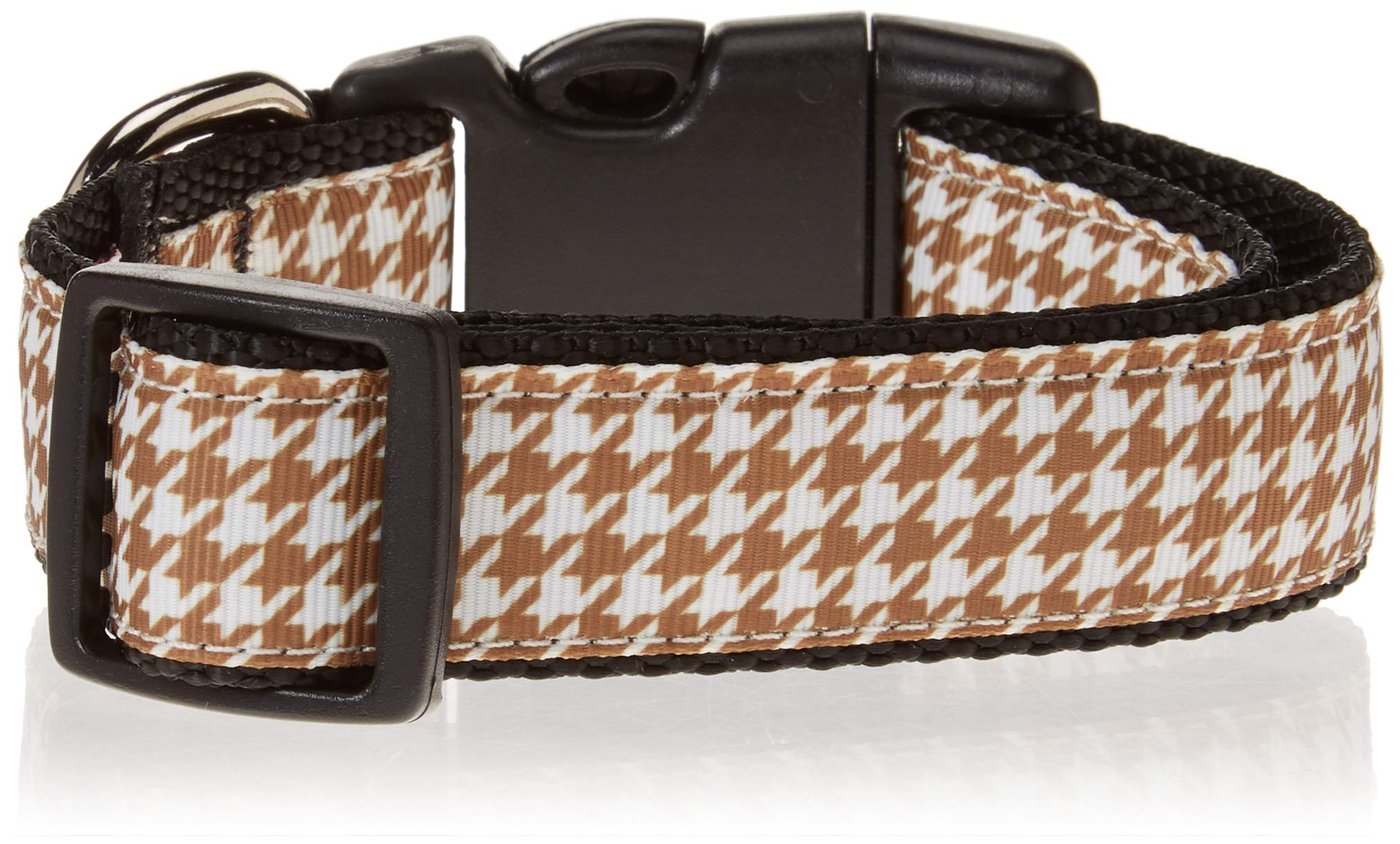 Mirage Pet Products Houndstooth Nylon Dog Collar, Medium, Brown