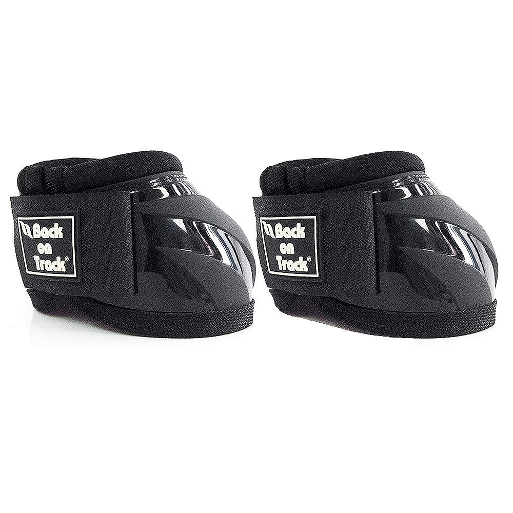 Back on Track Mens Performance Equine Durable Rubber Horse Protective Pair of Hoof Bell Boots with Loop Closure, Black, Small