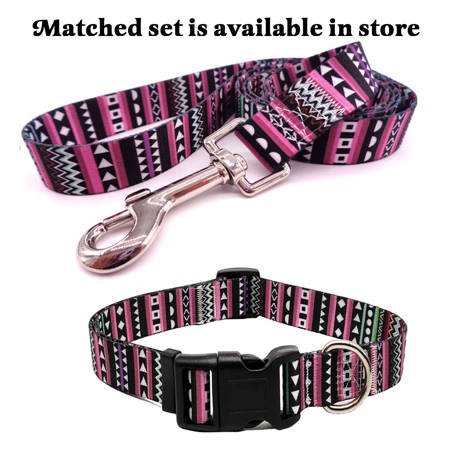 Mihqy Dog Collar With Bohemia Floral Tribal Geometric Patterns - Soft Ethnic Style Collar Adjustable For Small Medium Large Dogs(Bohemian Purple,L)