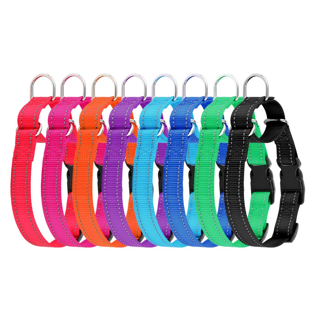 Plutus Pet Reflective Martingale Collar With Quick Snap Buckle,No Pull Dog Choker Collar For Small Medium Large Dogs,S,Black
