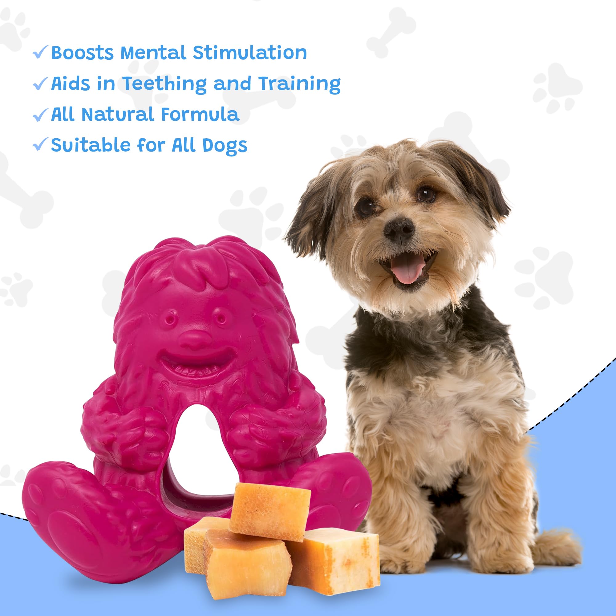 Yeti Puff & Play Dog Toy – Chew Holder & Treat Dispenser For Light To Moderate Chewers – Interactive Puzzle Toy For Teething & Behavior Training – Yeti Orange (Pink, Yeti)