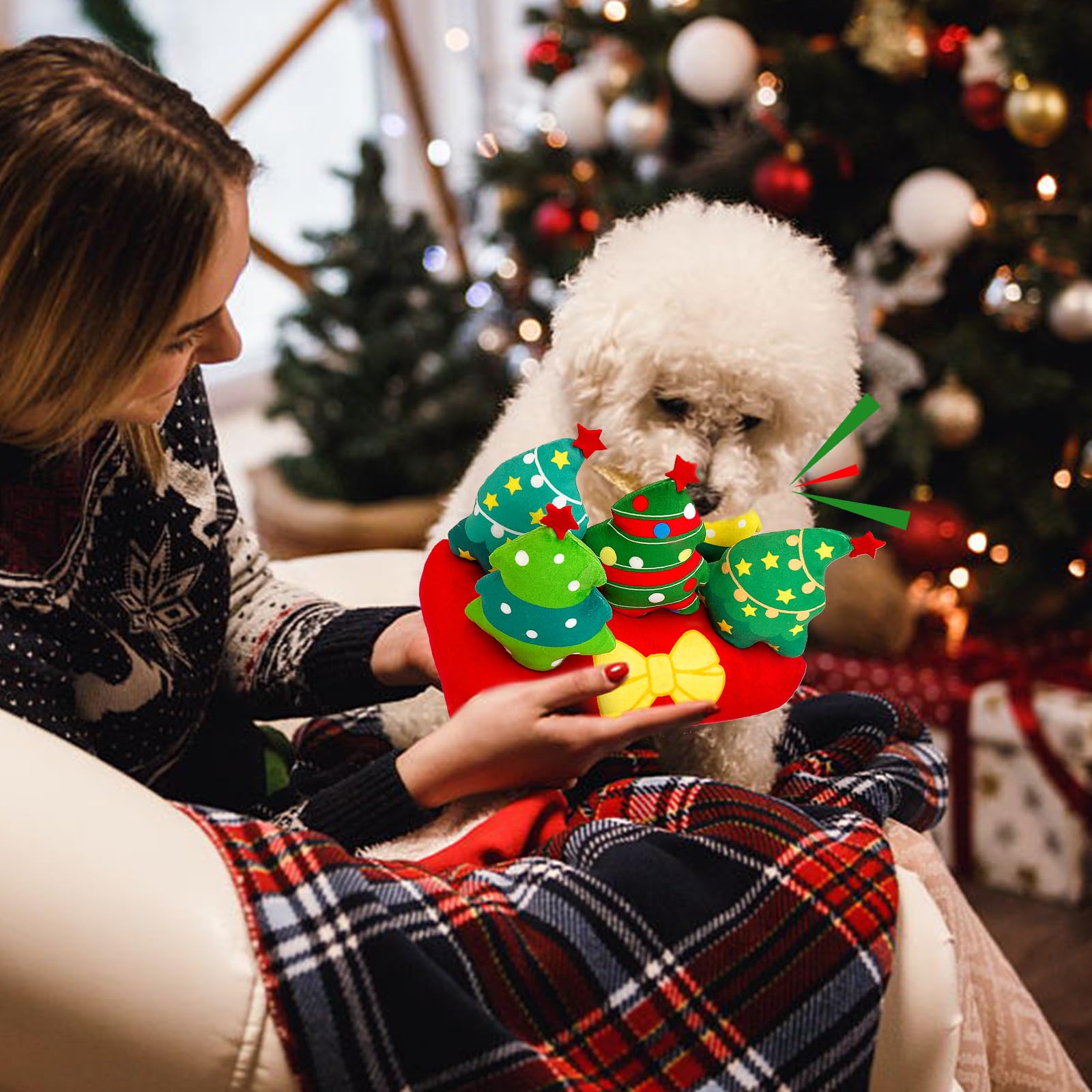 Lepawit Christmas Hide and Seek Dog Toys, Squeaky Interactive Puzzle Dog Toys for Boredom and Stimulation, Dog Enrichment Toys f