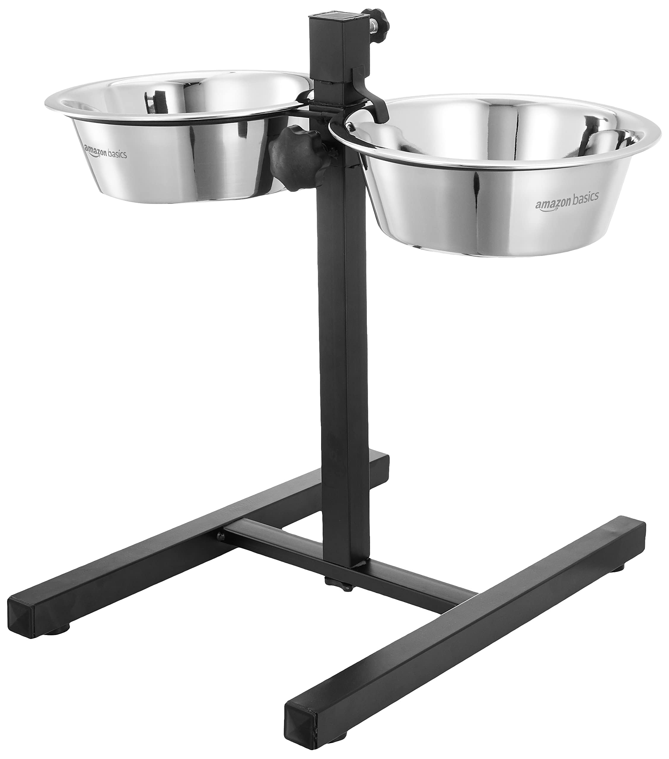 Amazon Basics Adjustable Double Diner For Food And Water For Dog & Cat | 1500 Ml X 2| With HBase And Two Removable Stainless St