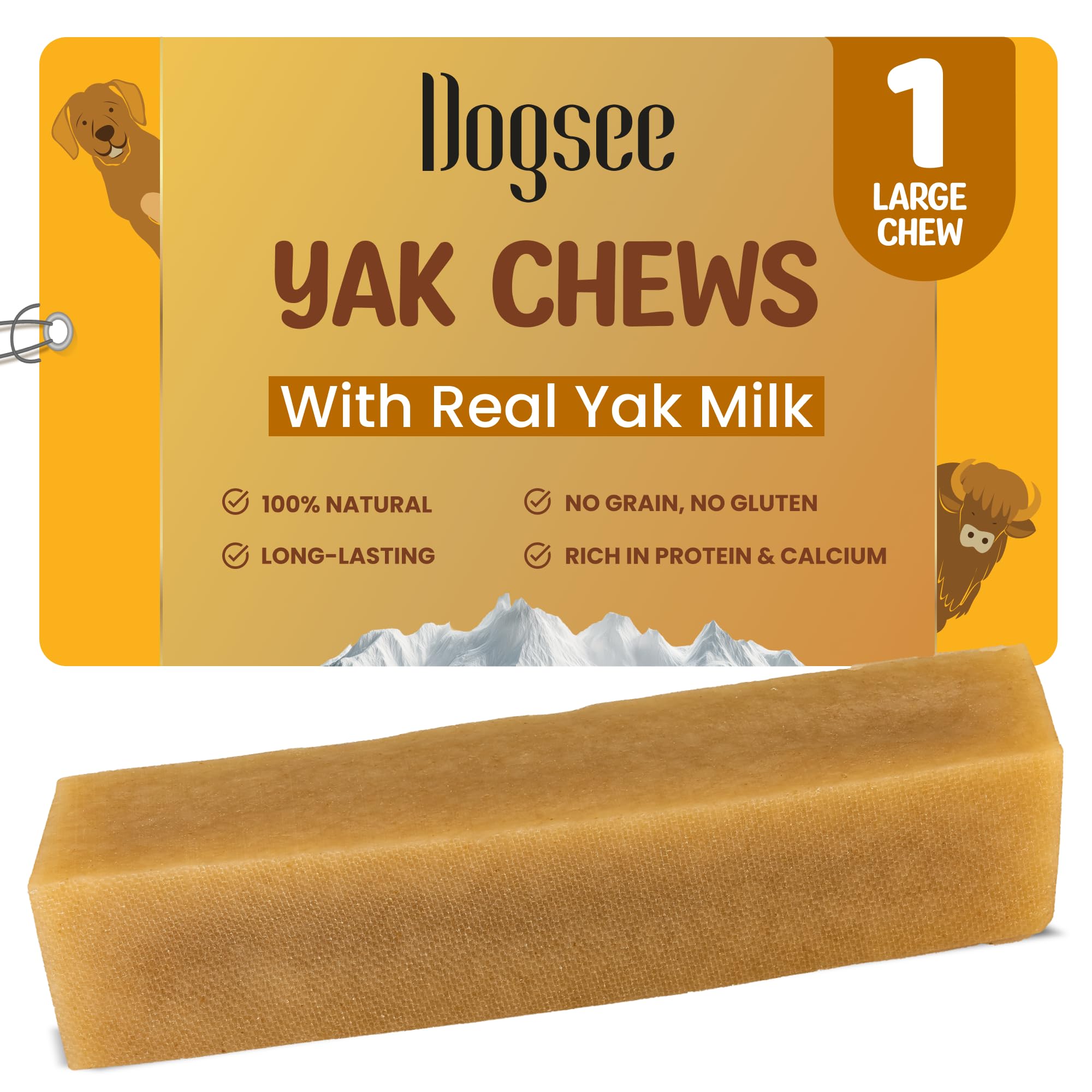 Dogsee Chew Dog Dental Chews | Long Lasting Dog Chews for Large Dogs | Yak Cheese Flavored Himalayan Dog Chew That Will Lower Th