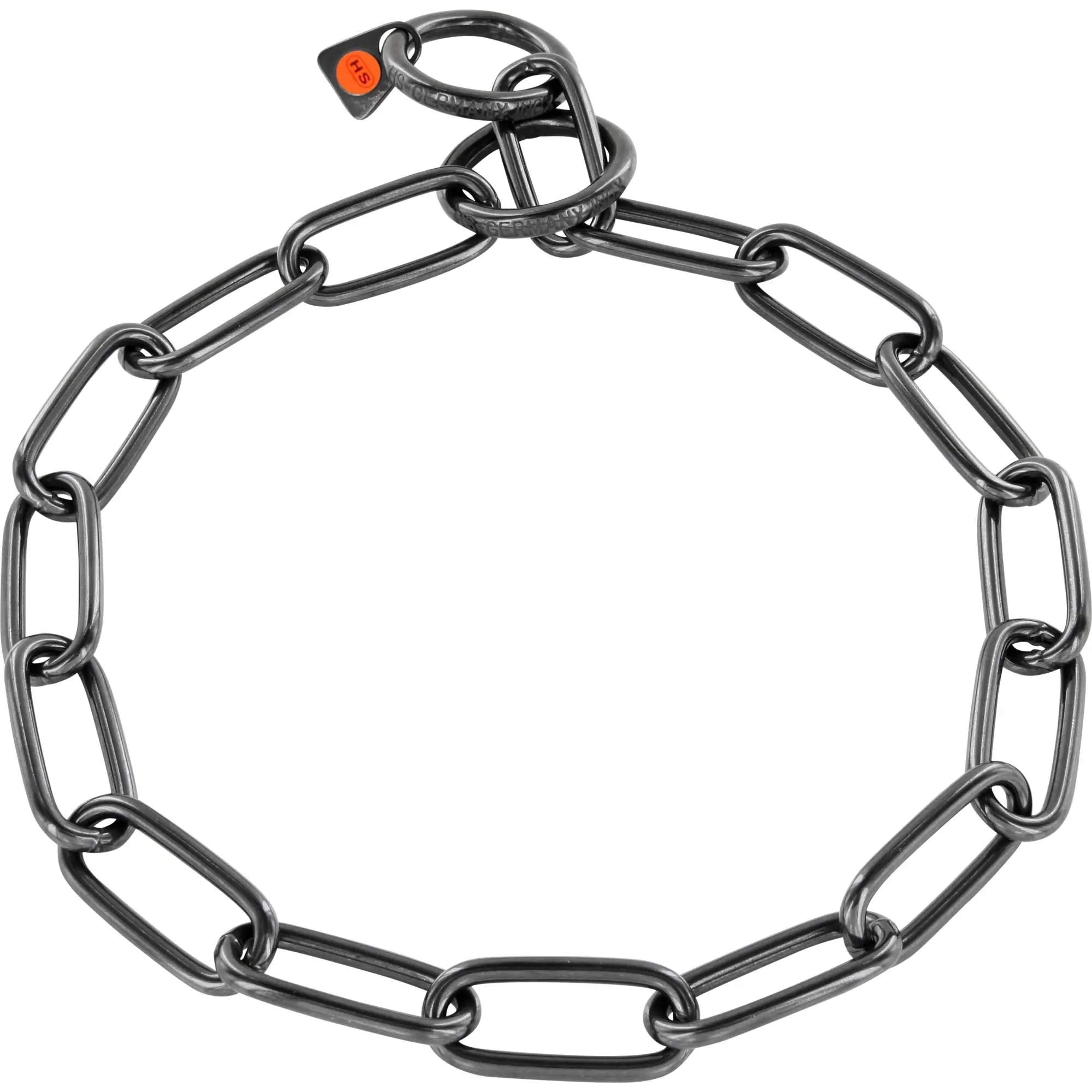 Herm Sprenger Black Stainless Steel Long Link Fur Saver Chain Collar, 22' Overall Length, 4 Mm Wire Gauge