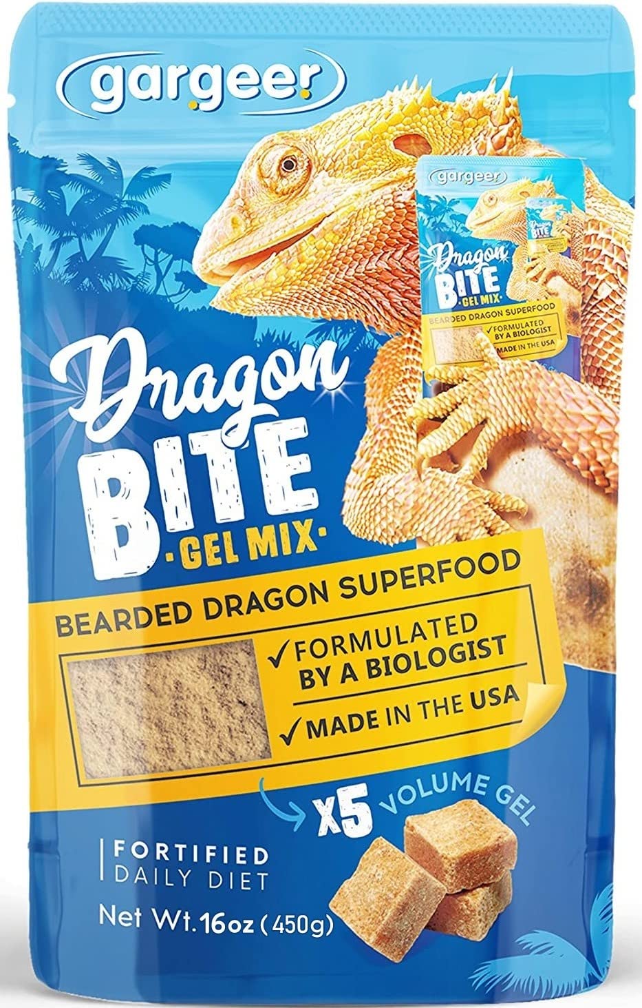 Gargeer 16oz Bearded Dragon Food. Complete Gel Diet for Both Juveniles and Adults. Proudly Made in The USA, Using Premium Ingred