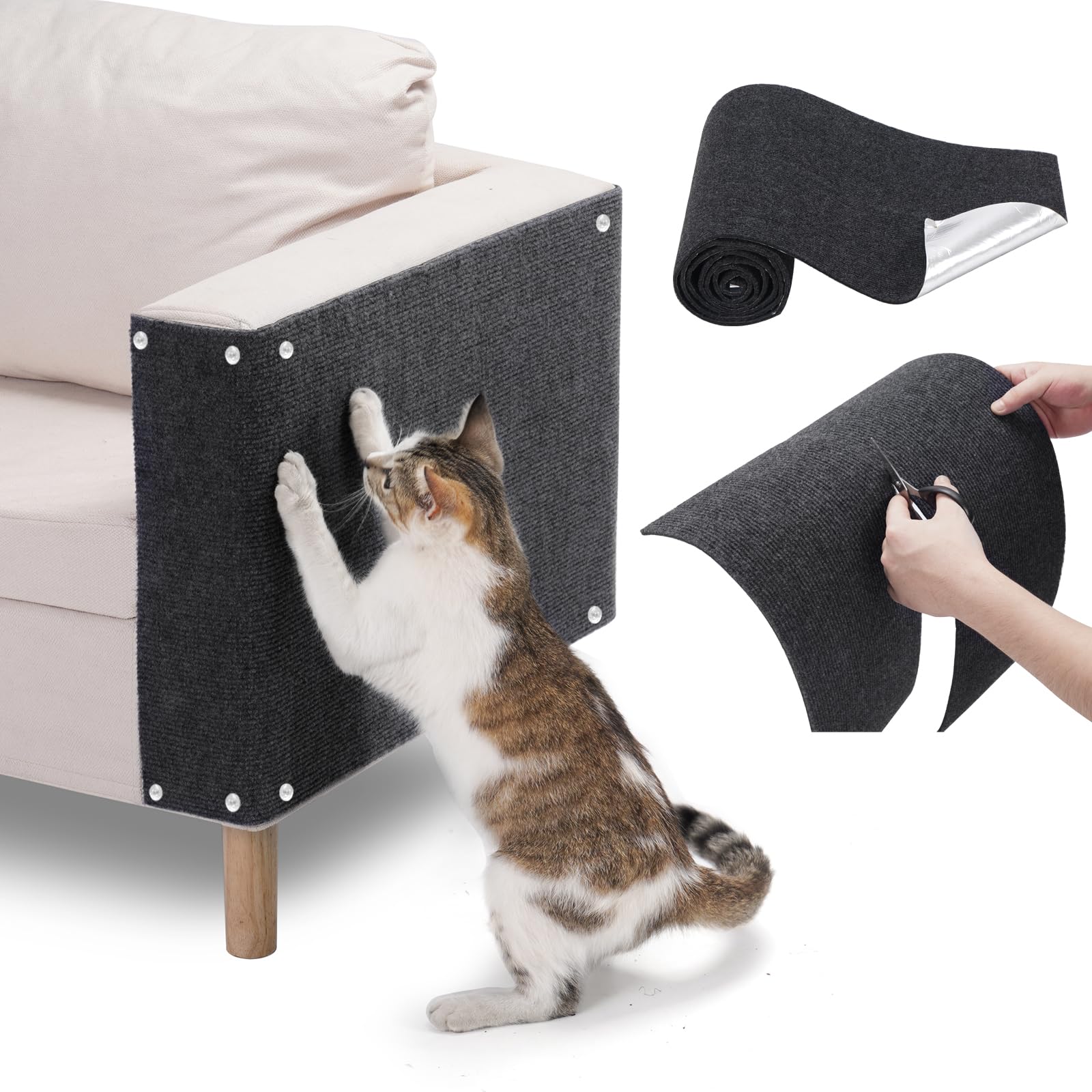 Uross Cat Couch Protector For Fabric Sofa 100X15.8- Darkgrey