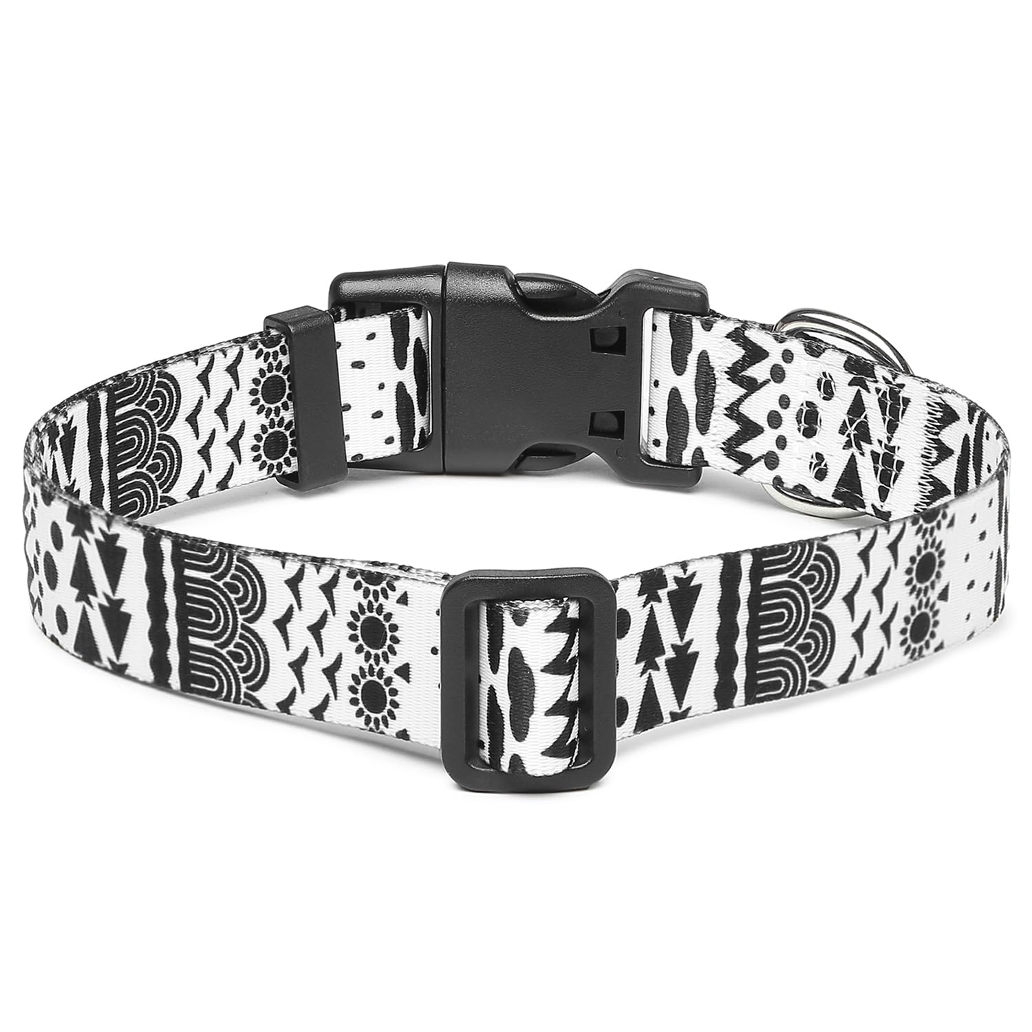 Mercano Adjustable Dog Collar - Special Design Patterns, Soft Nylon Comfortable Durable Pet Collar For Small Medium Large Dogs (S, Black White B)