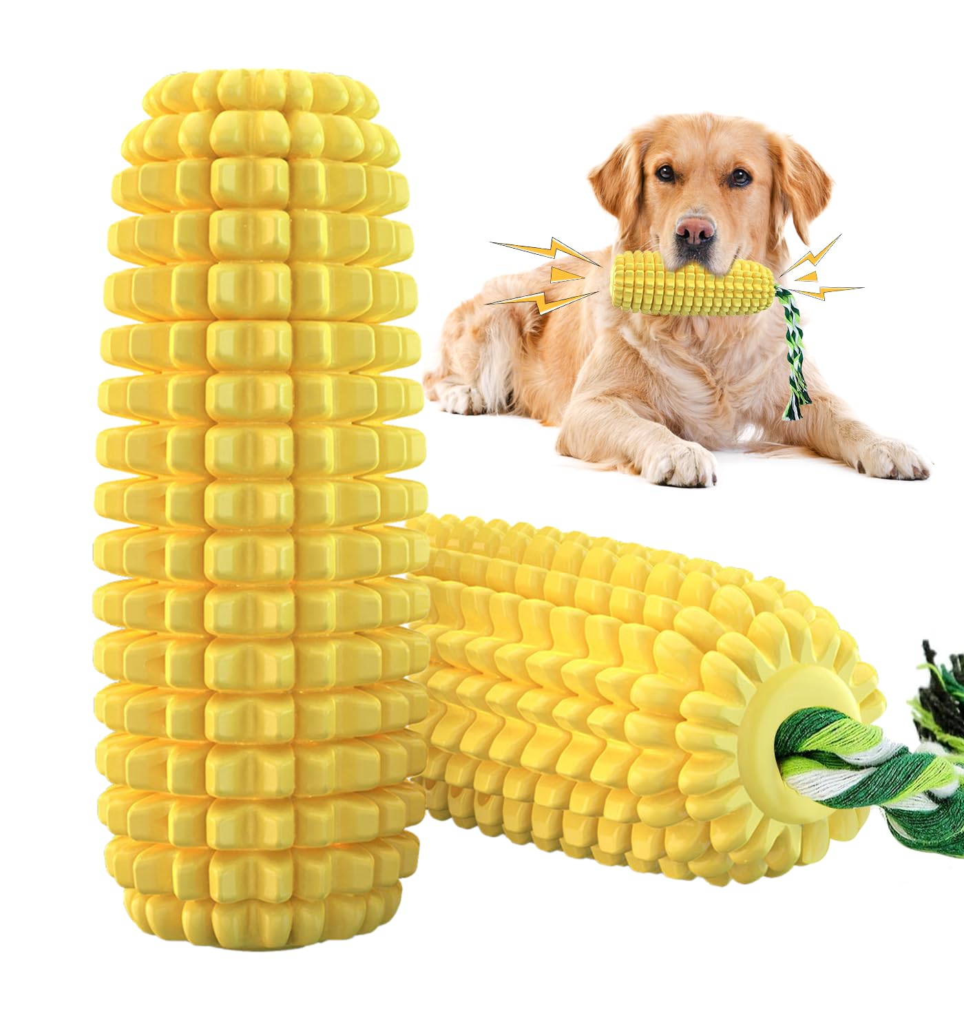 Rqyunmxi 16 X 6 X 6 Cm Indestructible Corn Dog Toy, Durable Toys For Aggressive Chewers, Rubber Dog Squeaky Toys, Puppy Teething