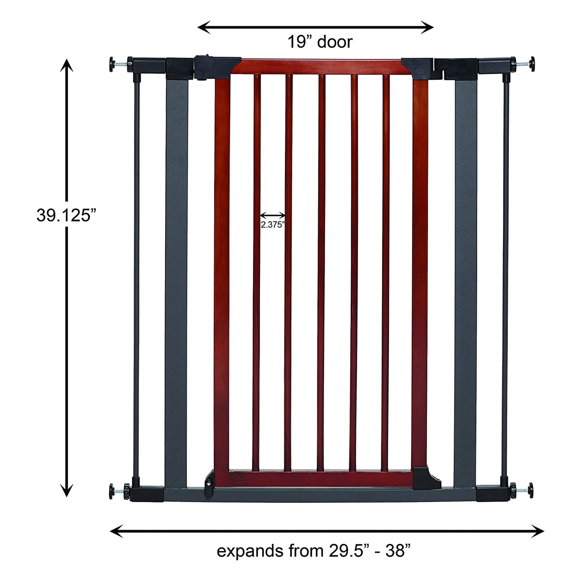 MidWest Homes for Pets 39-Inch Tall Pet Gate with Textured Graphite Frame and Decorative Wood Door, Expands to 38 Inches Wide, I