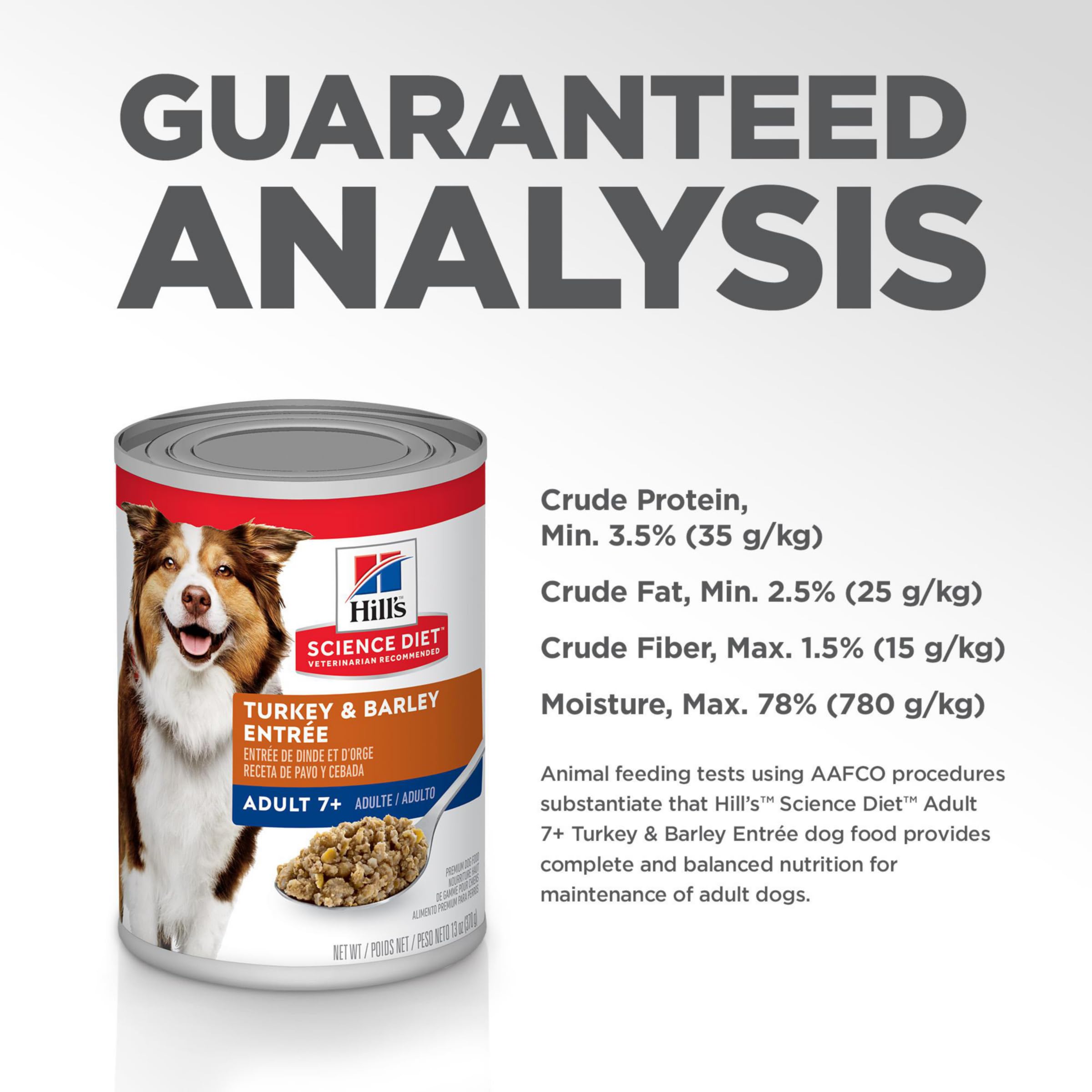 Hills Science Diet Adult 7+, Senior Adult 7+ Premium Nutrition, Wet Dog Food, Turkey & Barley Loaf, 13 oz Can, Case of 12