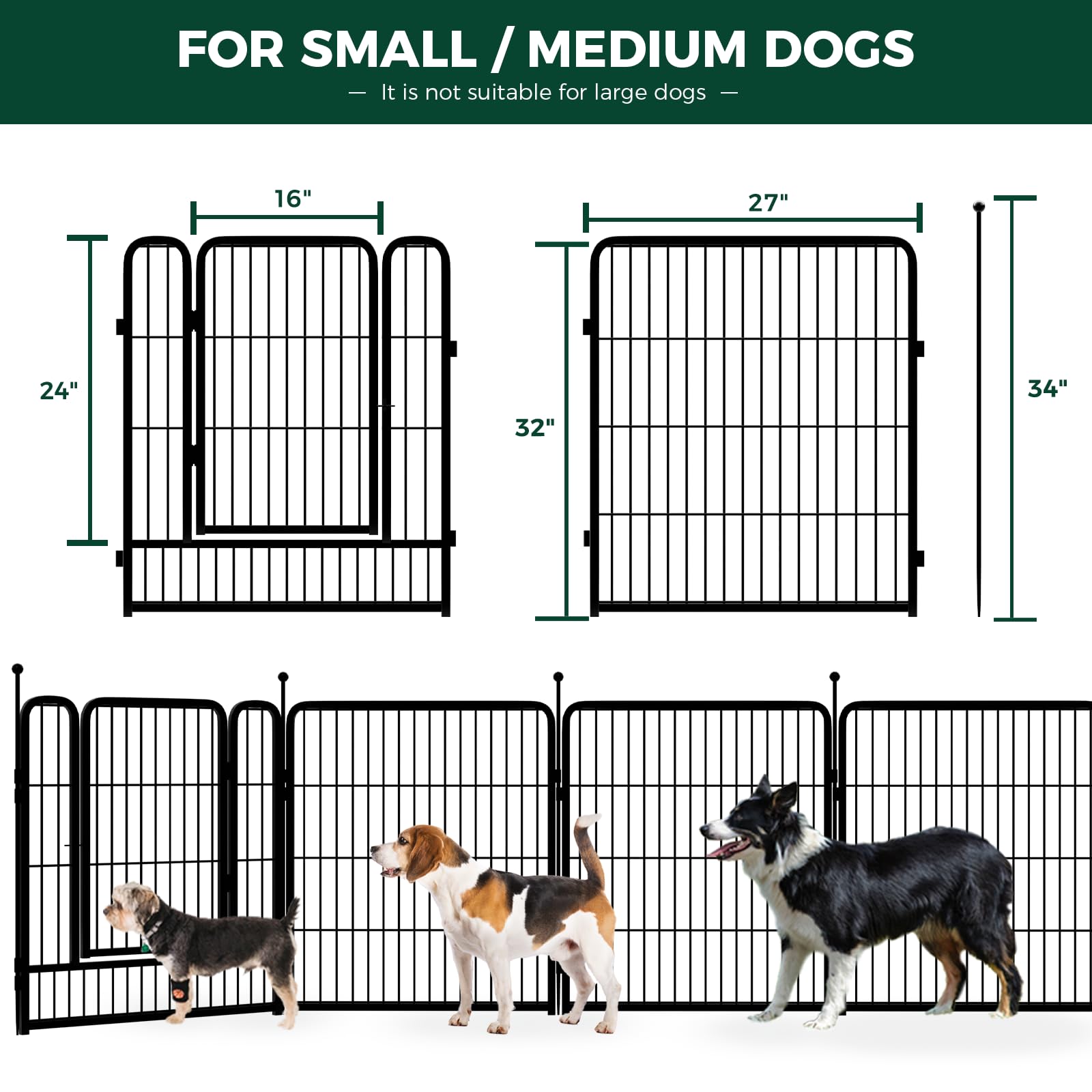 Fxw Rollick Dog Playpen For Yard, Rv Camping, 32 Inch 16 Panels For Small And Medium Dogs¦Patented