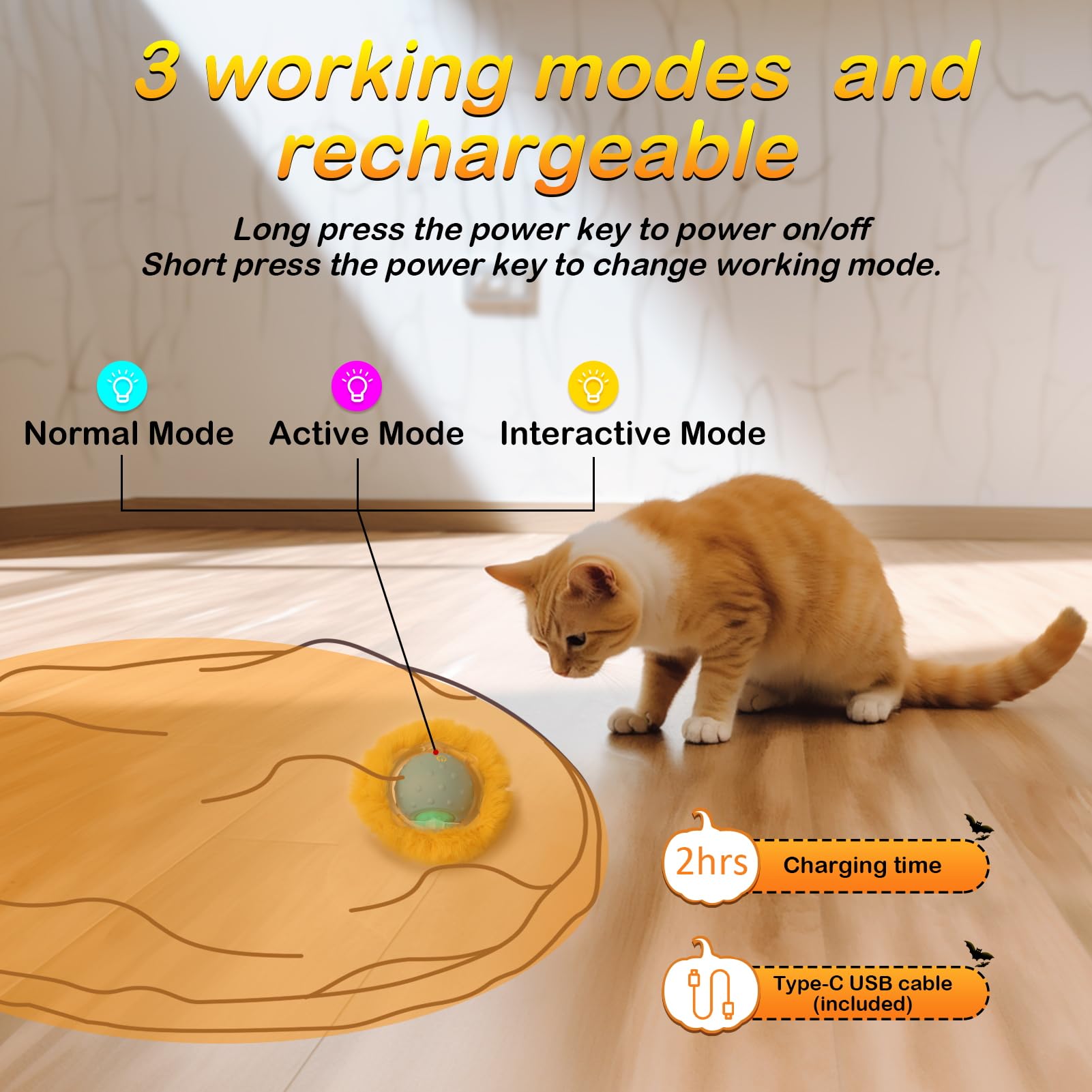 Mdupw Interactive Cat Toys Ball Rolling In The Pouch, Chirping & Motion Activated Interactive Ball Toy Begins Hide And Seek Game