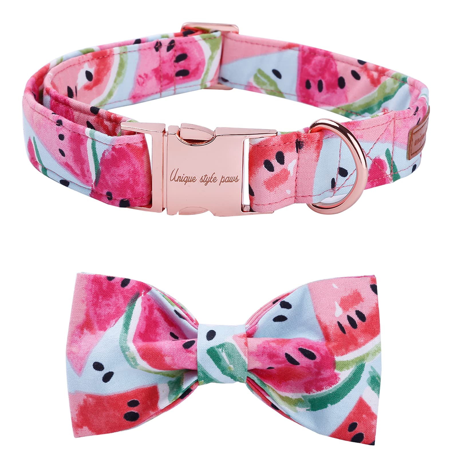 Unique Style Paws Bowtie Dog Collar Cotton Watermelon Collar Adjustable Summer Collar For Small Medium Large Dogs - Xl
