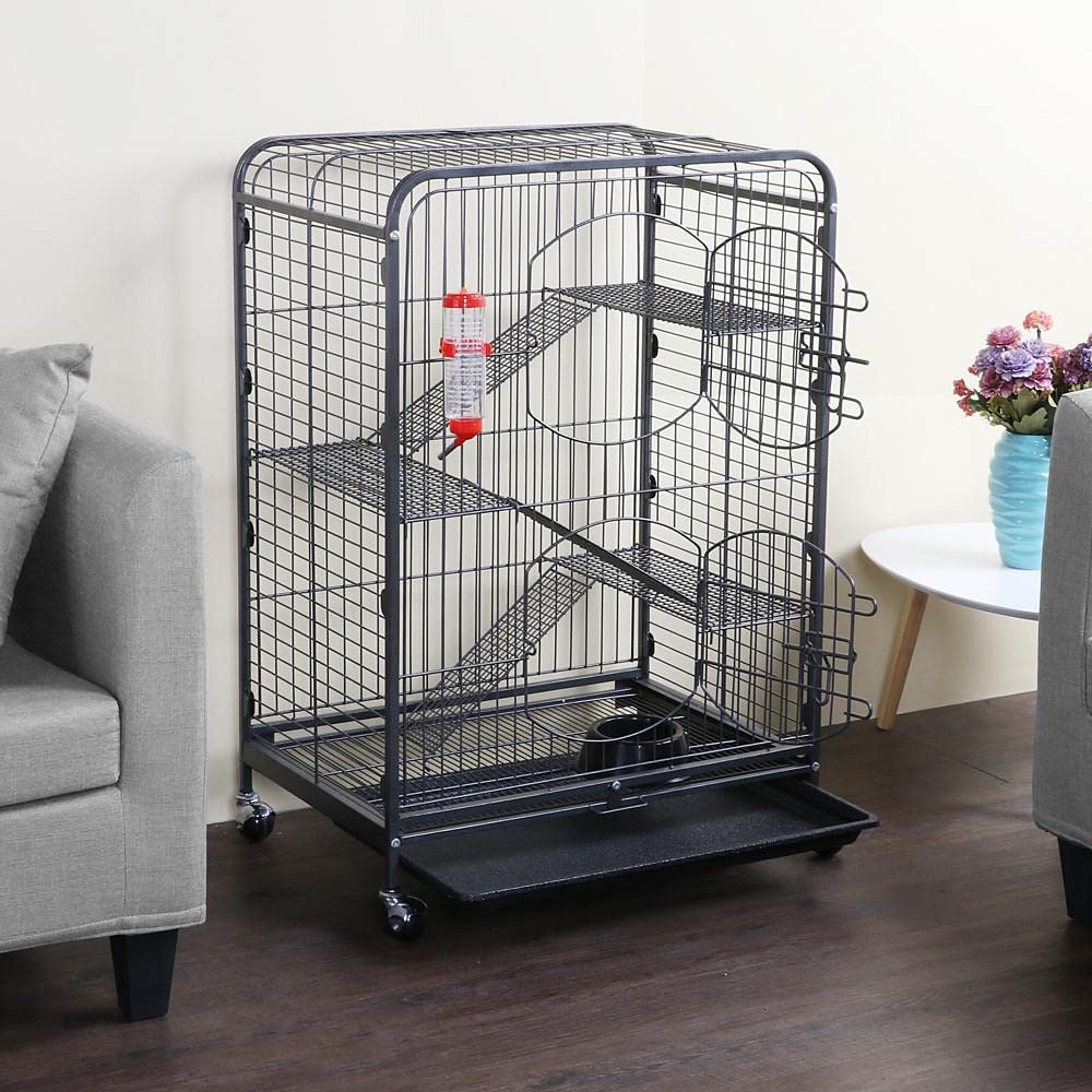 Costoffs 4-Tier Large Ferret Cage Rat Cage Small Animals Hutch W/Rolling Stand & Pet Bowl & Water Bottle For Chinchilla Rabbit Squirrels