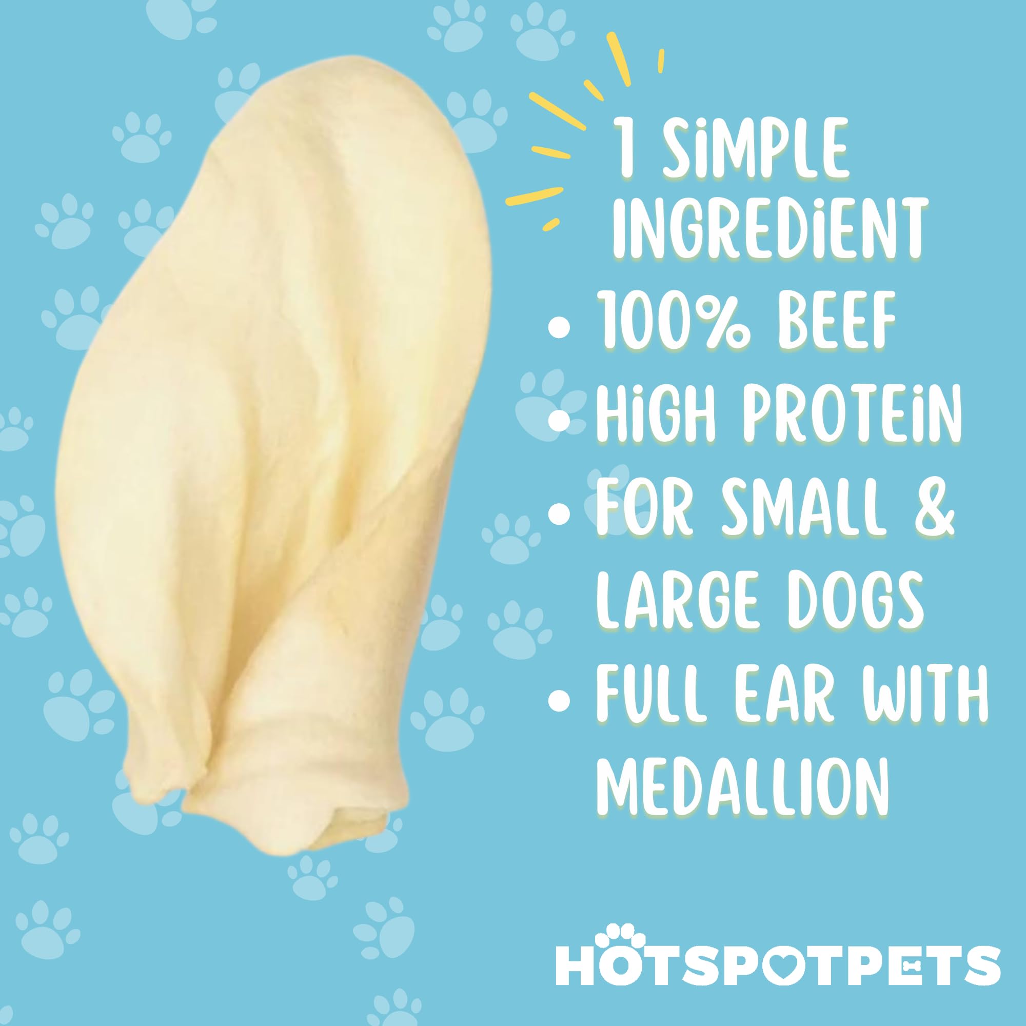 hotspot pets All-Natural Cow Ears Dog Chews - Long-Lasting Single Ingredient Treat for Healthy Teeth & Gums, Perfect for Dogs