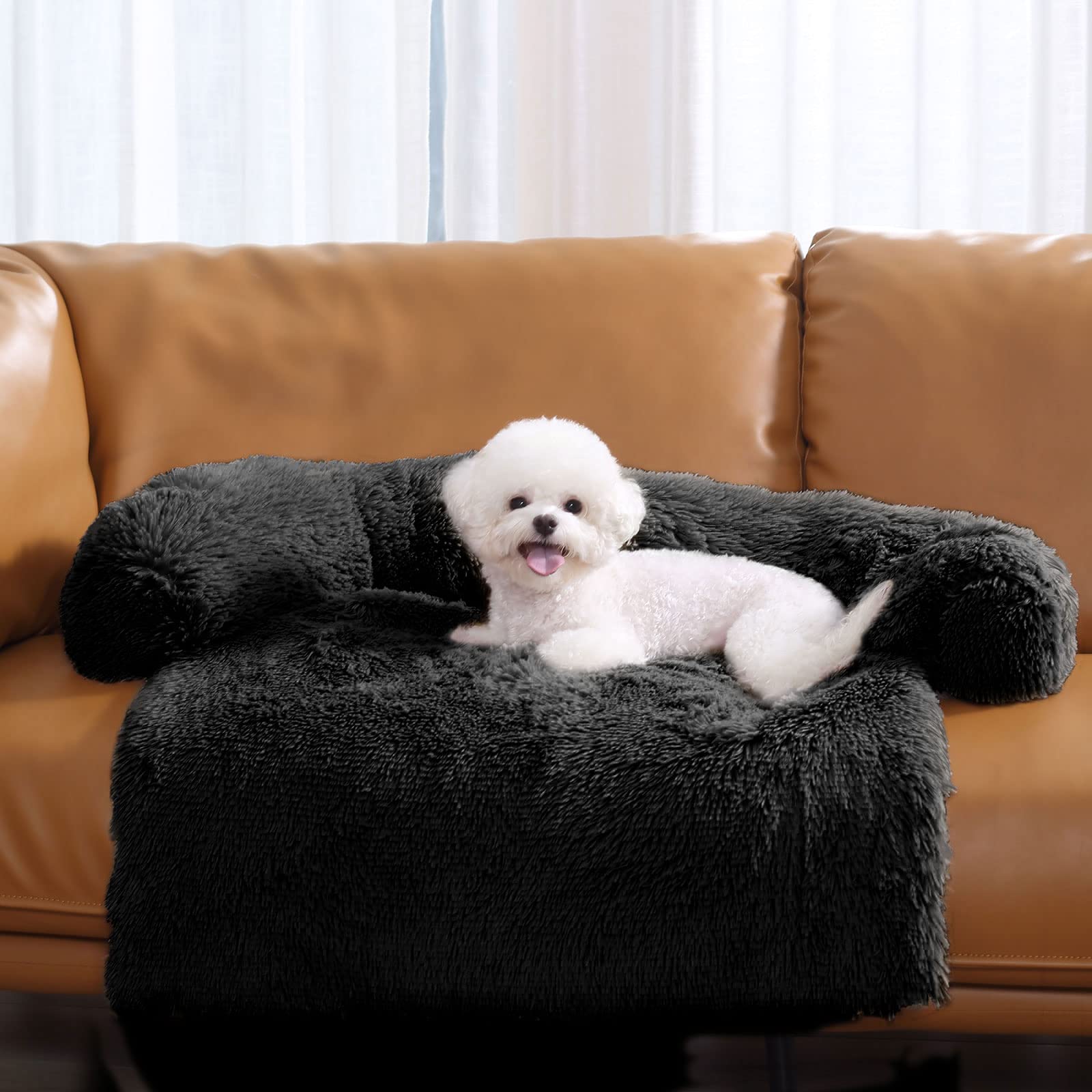 Hachikitty Dog Sofa Bed Mat Cover Soft Plush, Couch Cover For Dogs Dog Mat For Furniture Protector Pet Sofa Mat For Dogs, Dog Furniture Bed Sofa Cushion Washable Dogs Bed Mats(X-Large Black)