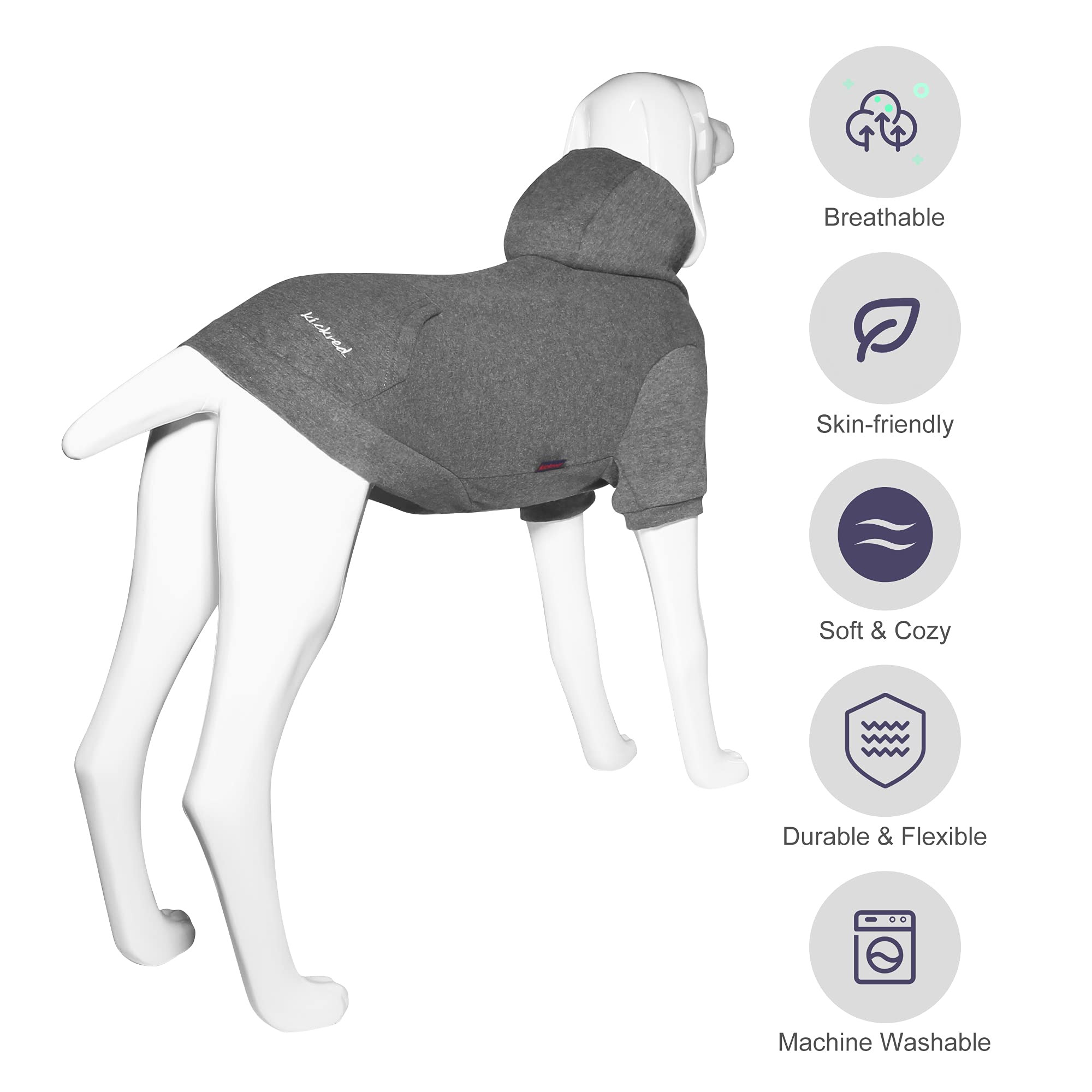 Kickred Basic Dog Hoodie Sweatshirts, Pet Clothes Hoodies Sweater With Hat And Leash Hole, Soft Cotton Outfit Coat For Large Med