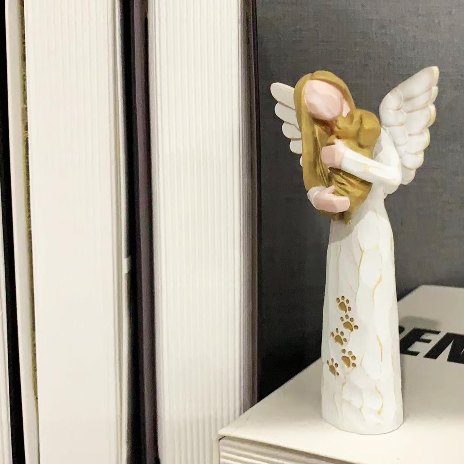 Waifugal Dog Memorial Gifts for Loss of Dog, Pet Memorial Gifts, Resin Angel Statues,Sculpting Angels,Pet Sympathy Gifts(White)