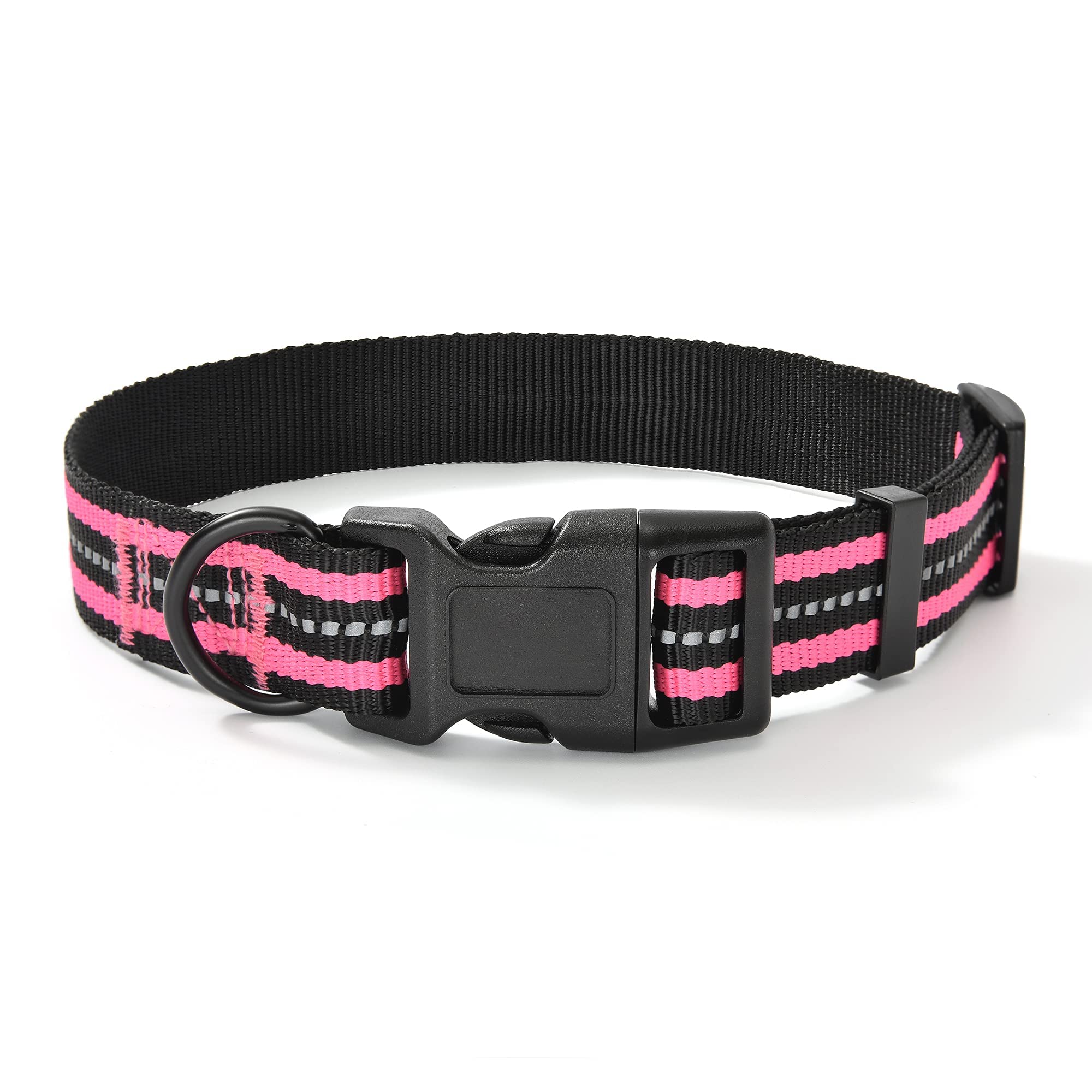 Mile High Life Reflective Dog Collar | Nylon Pet Collars Wiith Buckle | Light Weight Puppy Collars | Pink Dog Collars For Small Dogs (Pink, S)