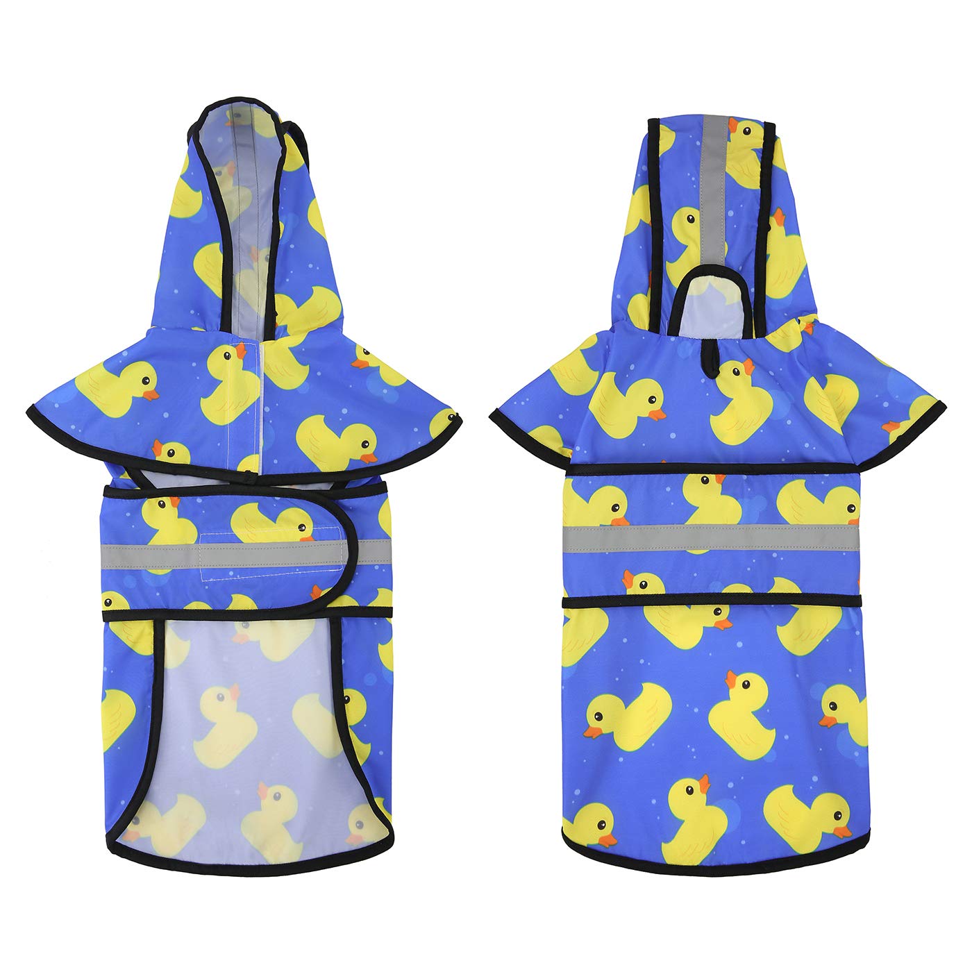 Hde Dog Raincoat Hooded Slicker Poncho For Small To X-Large Dogs And Puppies Rubber Ducks - Xl