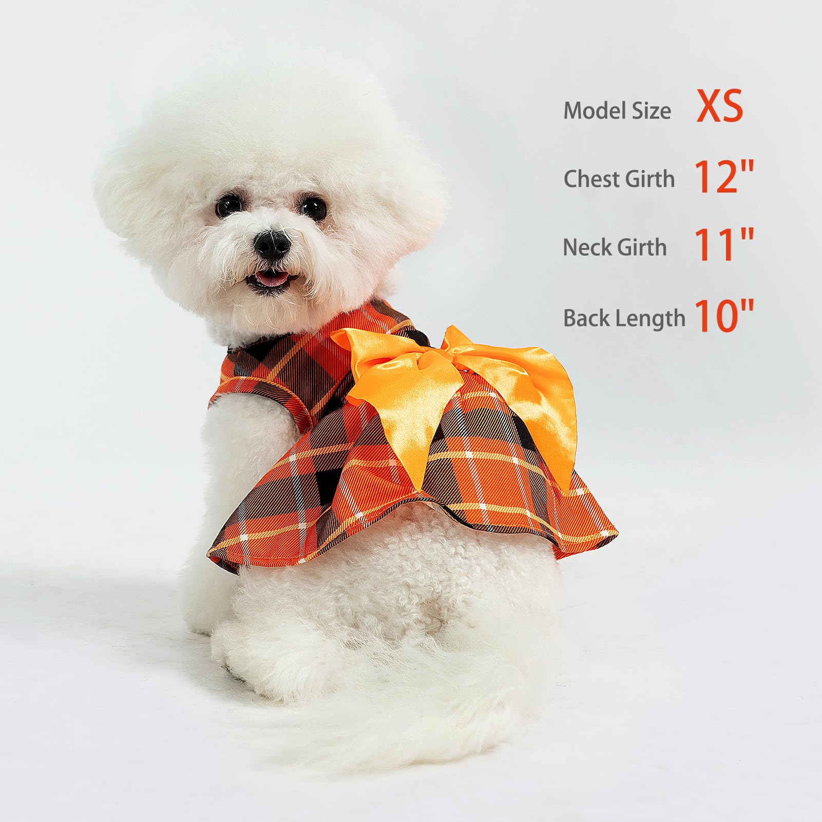Pupteck Plaid Fall Dog Dress Pet Apparel For Autumn With Cute Bowtie Puppy Clothes Outfit, Plaid, Xs