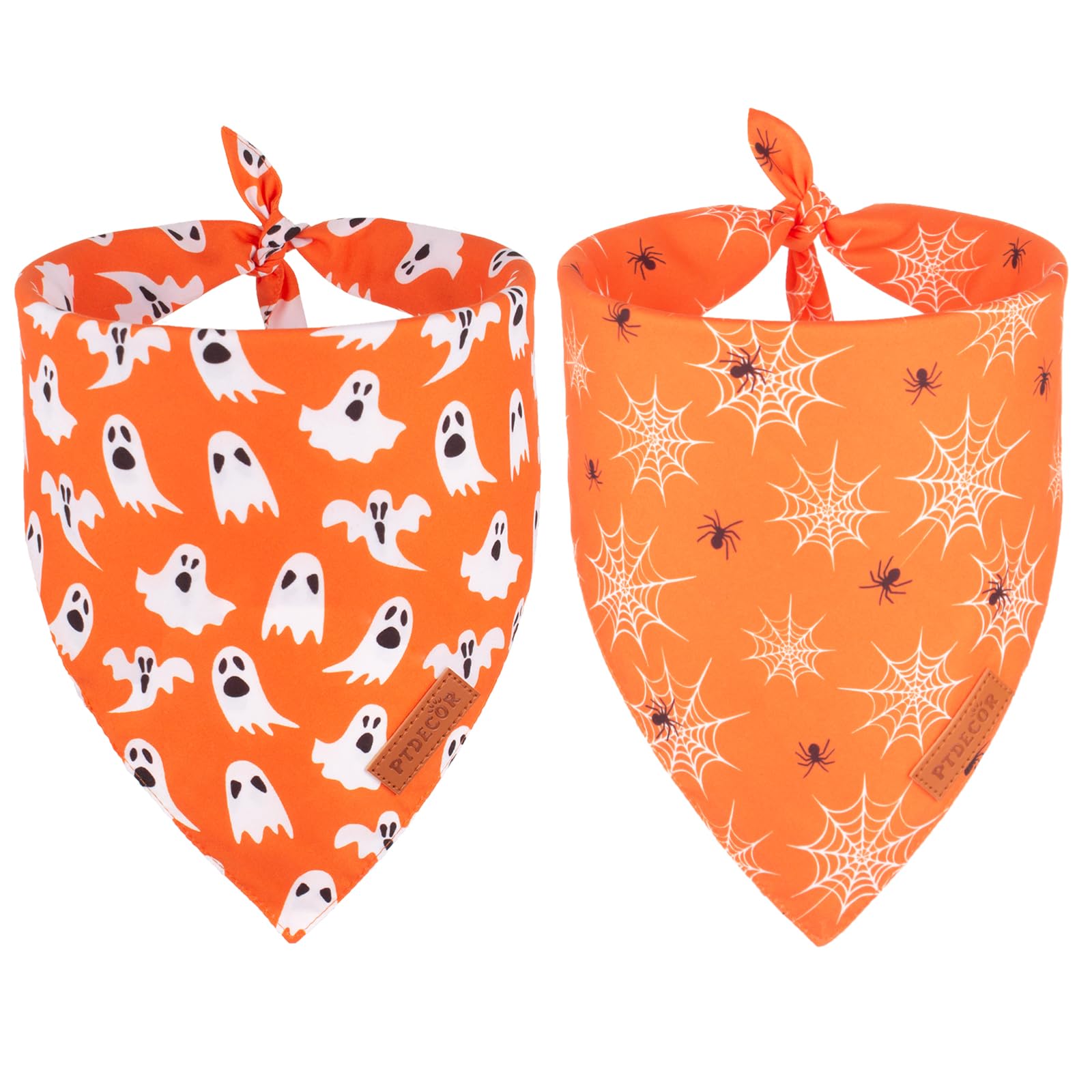 Ptdecor Halloween Dog Bandana, Reversible Holiday Pet Puppy Scarf, Multi Size, Triangle Halloween Bandanas For Medium Large Dogs