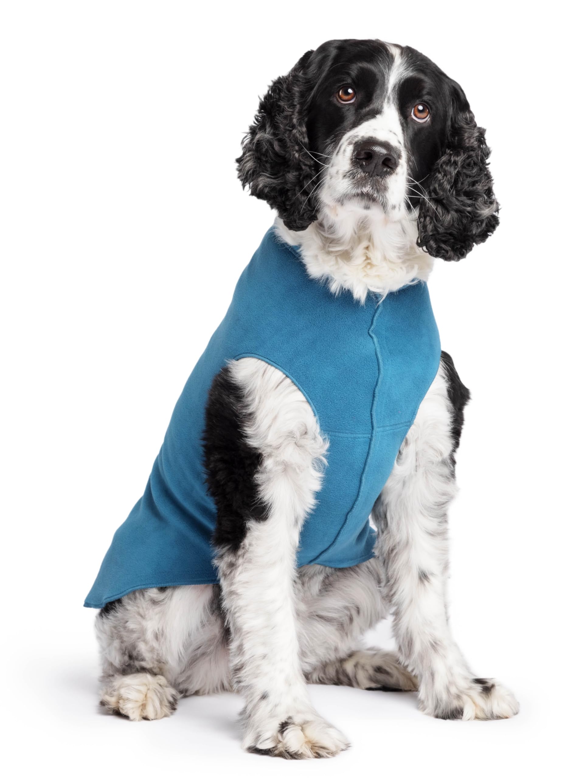 Gold Paw Stretch Fleece Dog Coat, Stretchy Pet Sweater, Machine Washable Pullover For Winter And Fall, Marine Blue, 20