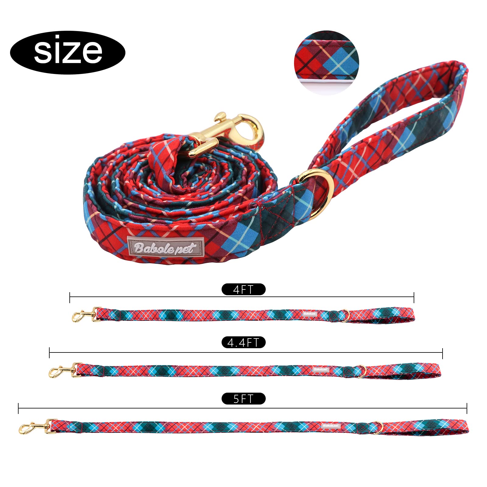 Babole Pet Christmas Dog Leash Durable Handmade Dog Leashes With Soft Handle Manual Dog Leashes Matching Classic Red Striped Pla