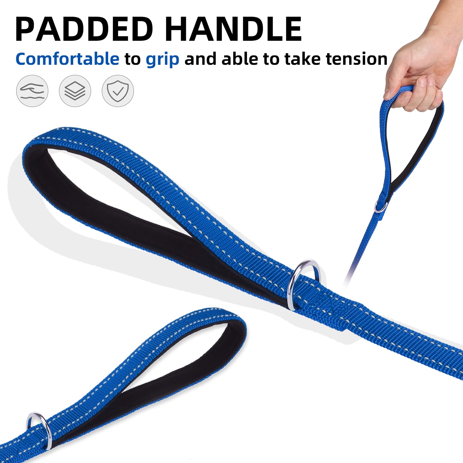 Pupteck Reflective Dog Leash With Comfortable Padded Handle Durable Nylon Dog Lead For Small Medium And Large Dogs Cats Walking