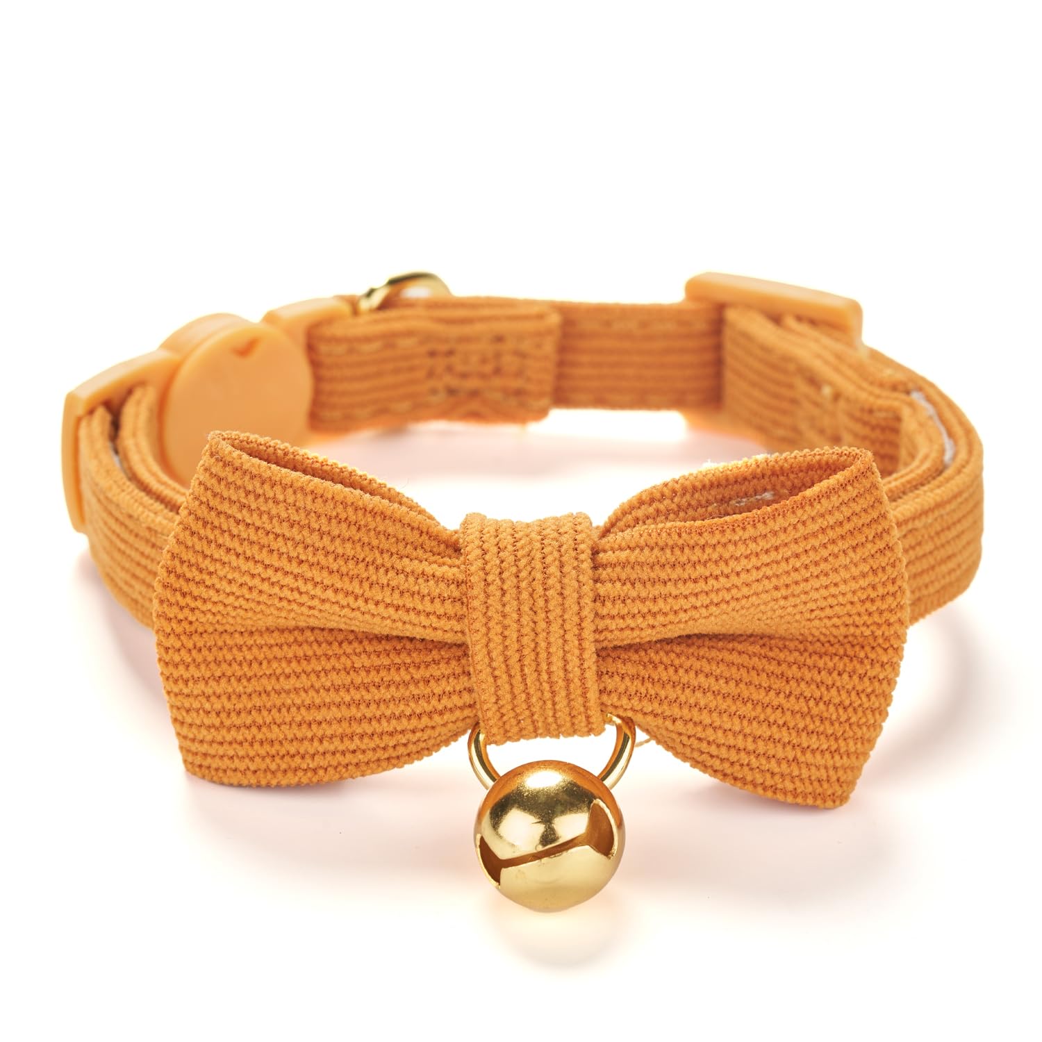 Petiry Soft Corduroy Cat Collar, Plaid Pattern, With Bell And Bowtie, Safety Breakaway Clasp, Adjustable For Kitten And Cats Ora