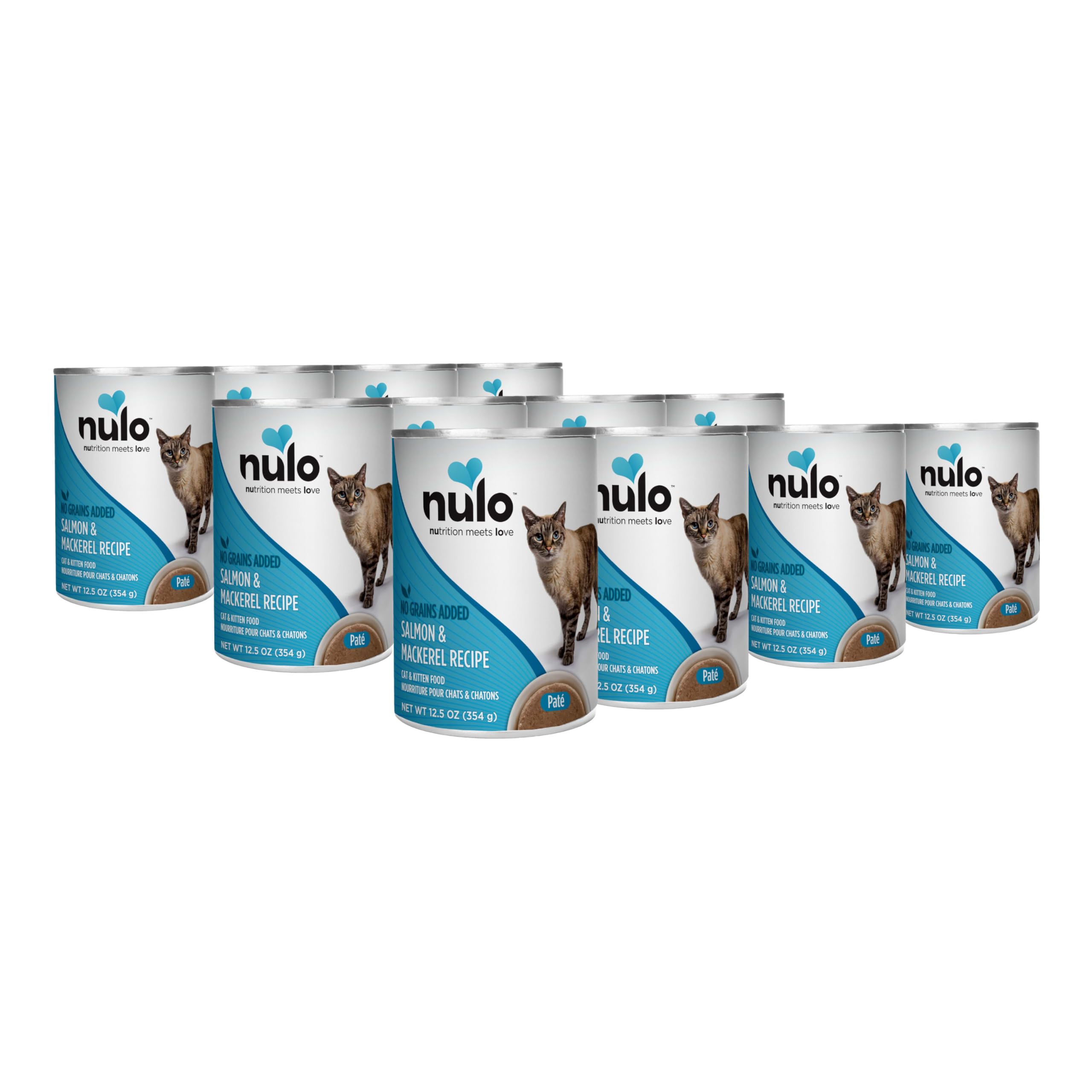 Nulo Salmon & Mackerel Pate Wet Canned Cat Food, 12.5 Ounce (Pack of 12)