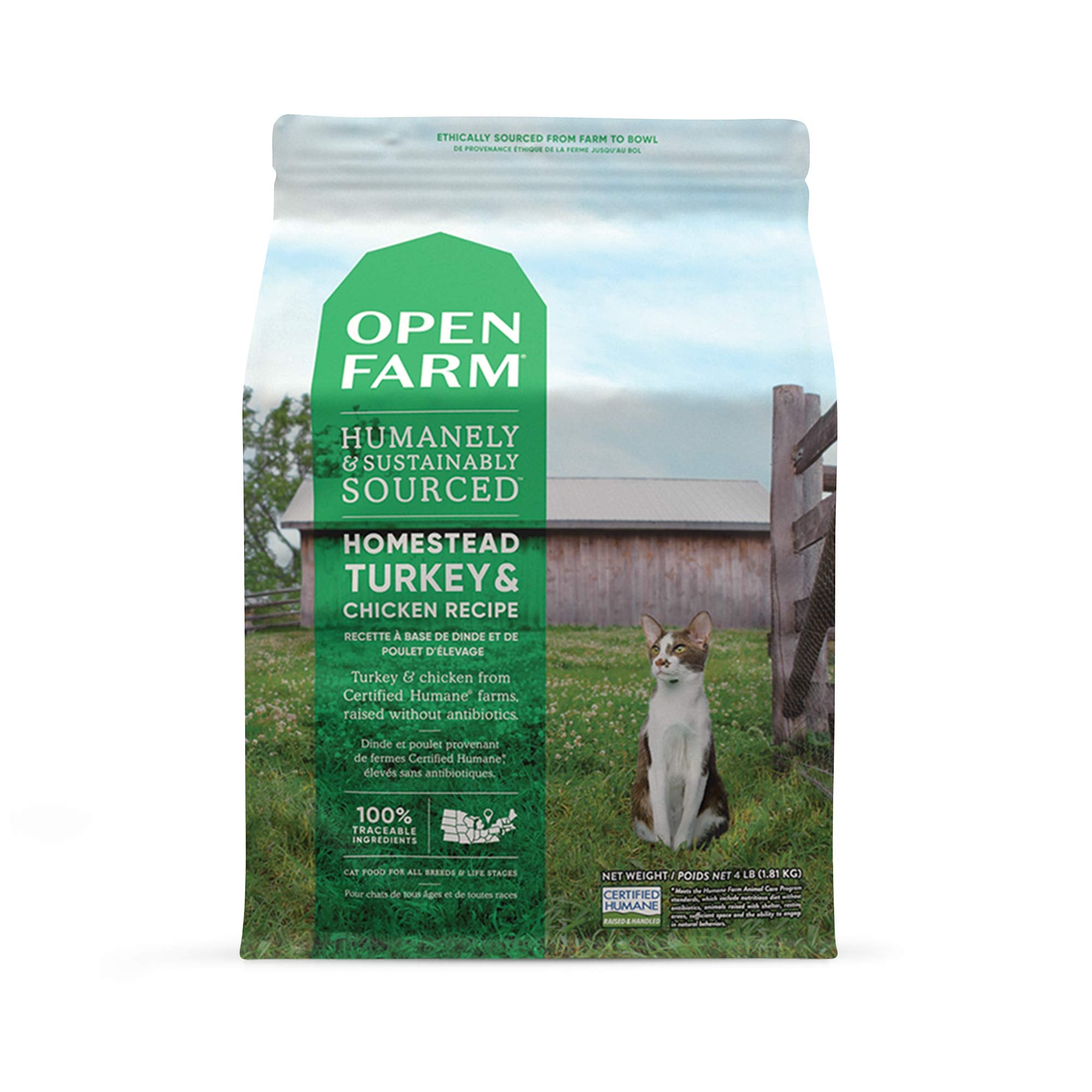 Open Farm Grain-Free Dry Cat Food, Turkey & Chicken, Wild-Caught Fish, 8 lbs, Non-GMO, No Artificial Flavors or Preservatives