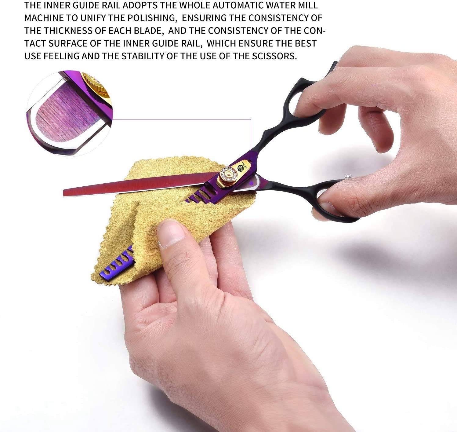 Purple Dragon Pet Grooming Scissor Set - 7.0/8.0 inch Stainless Steel, Purple, Model 4334802470, Includes Dog Chunker Shear