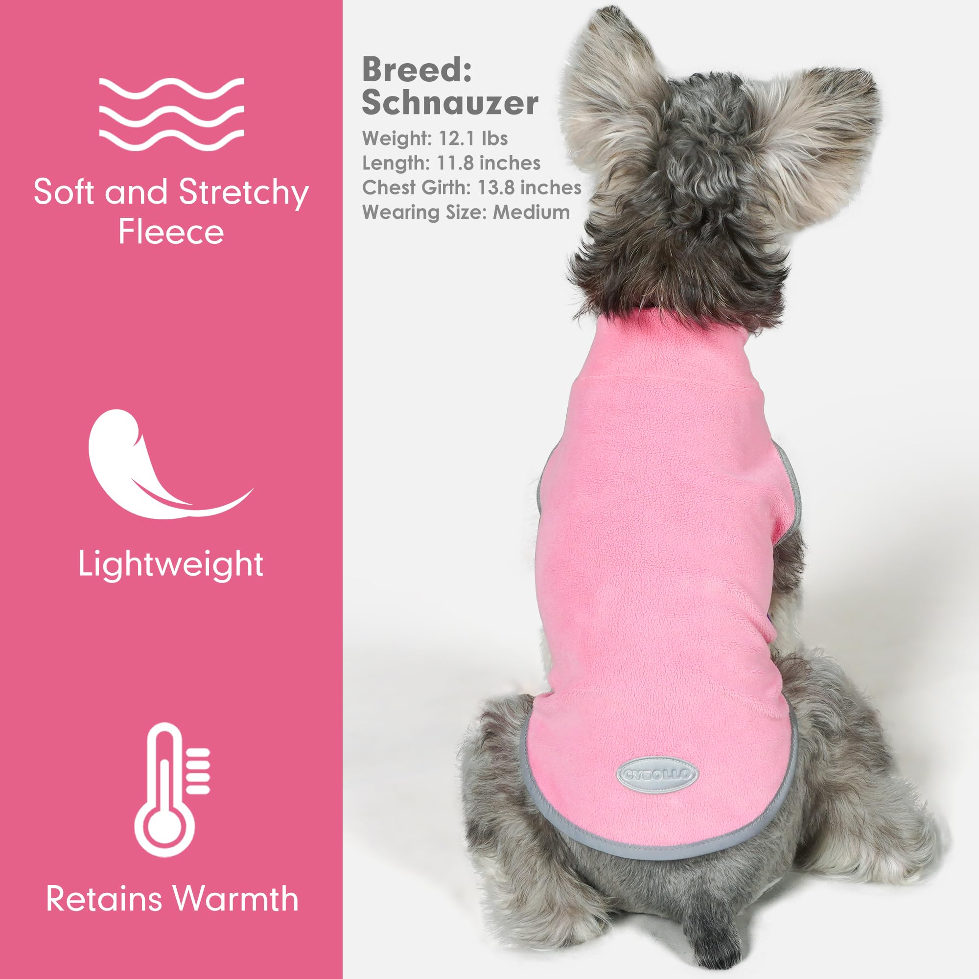 Cyeollo 2 Pack Fleece Dog Sweater Vest & Reflective Sweatshirt - Lightweight Pet Apparel For Medium To Large Dogs (Girl, Pink, F