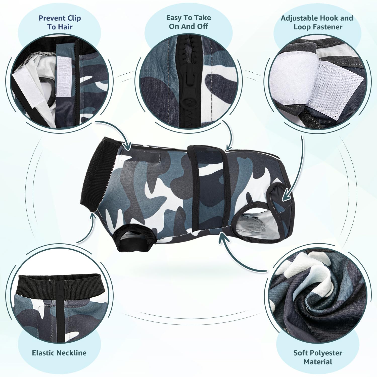 Lukovee Recovery Suit For Dogs, Zipper On Recovery Suit For Female Male Dog, Onesie Abdominal Wounds Cone E-Collar Alternative P