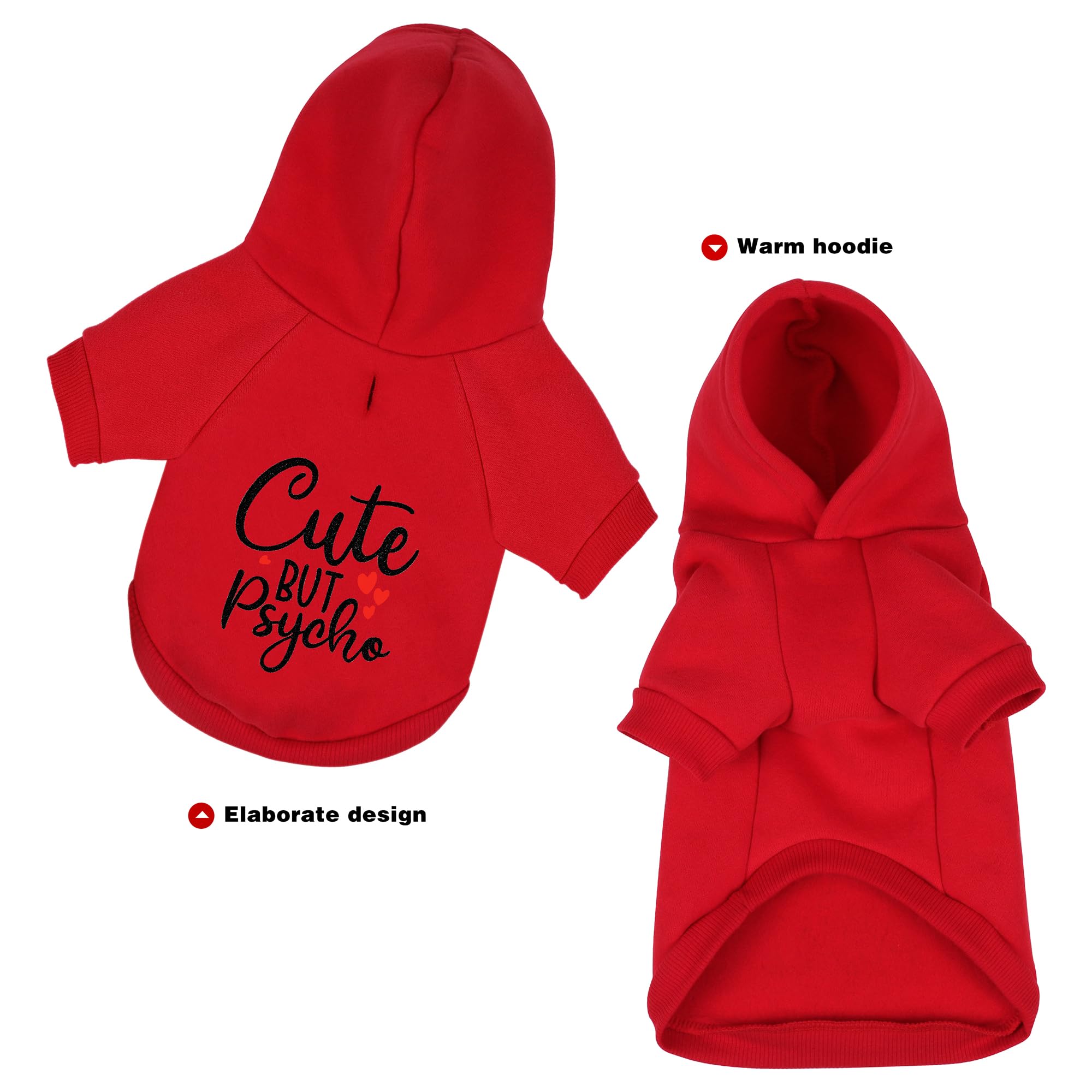 Cute But Psycho Dog Hoodie - Warm And Soft Dog Sweatshirt With Leash Hole, Fun Slogan Print, Cozy Winter Coat For Small Medium D