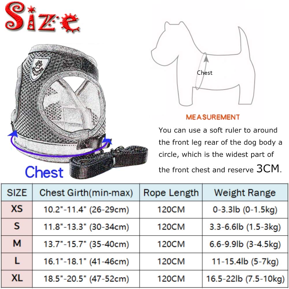 FEimaX Dog Harness and Leash Set for Walking, Soft Mesh Adjustable Easy Control Lightweight Cat Vest Harnesses with Reflective S