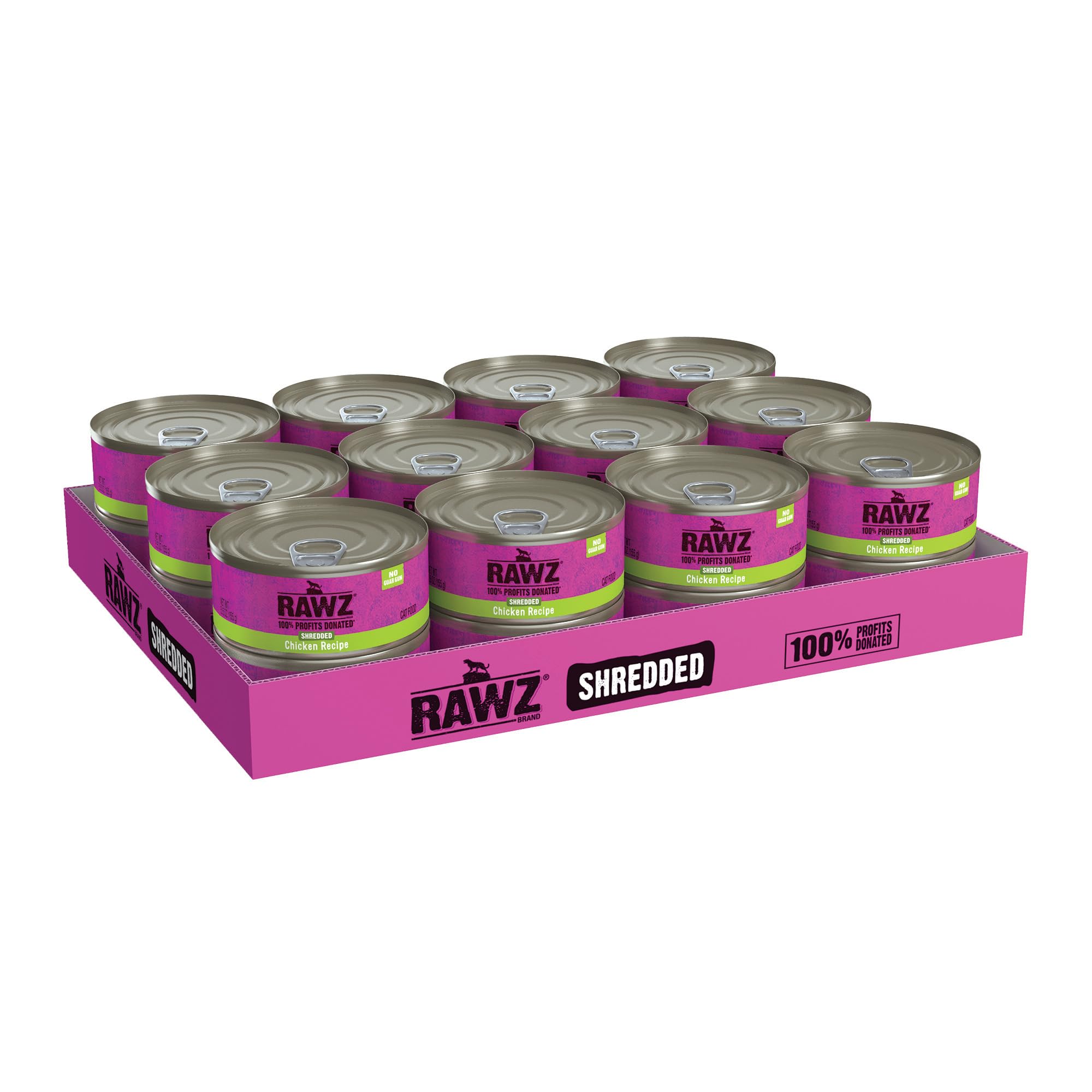 Rawz Natural Premium Shredded Canned Cat Wet Food - Made with Real Meat Ingredients No BPA or Gums - 5.5oz Cans 24 Count (Chicke