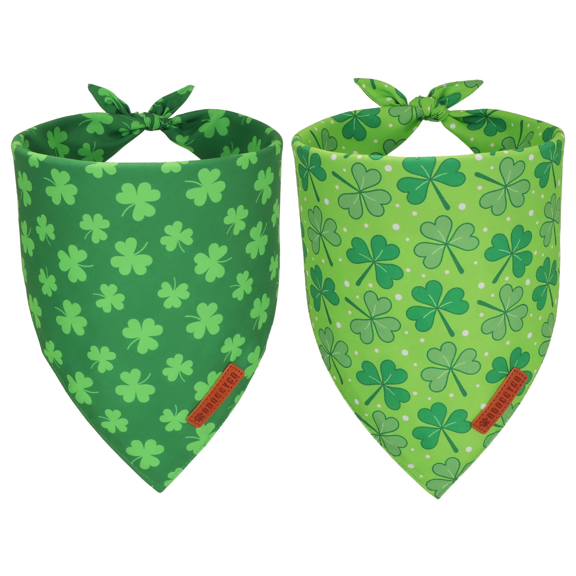 ADOGGYGO St. Patrick 's Day Dog Bandana, Green Shamrock Pet Scarf, Adjustable Fit Saint Patrick Bandanas for Small Dogs (Small)